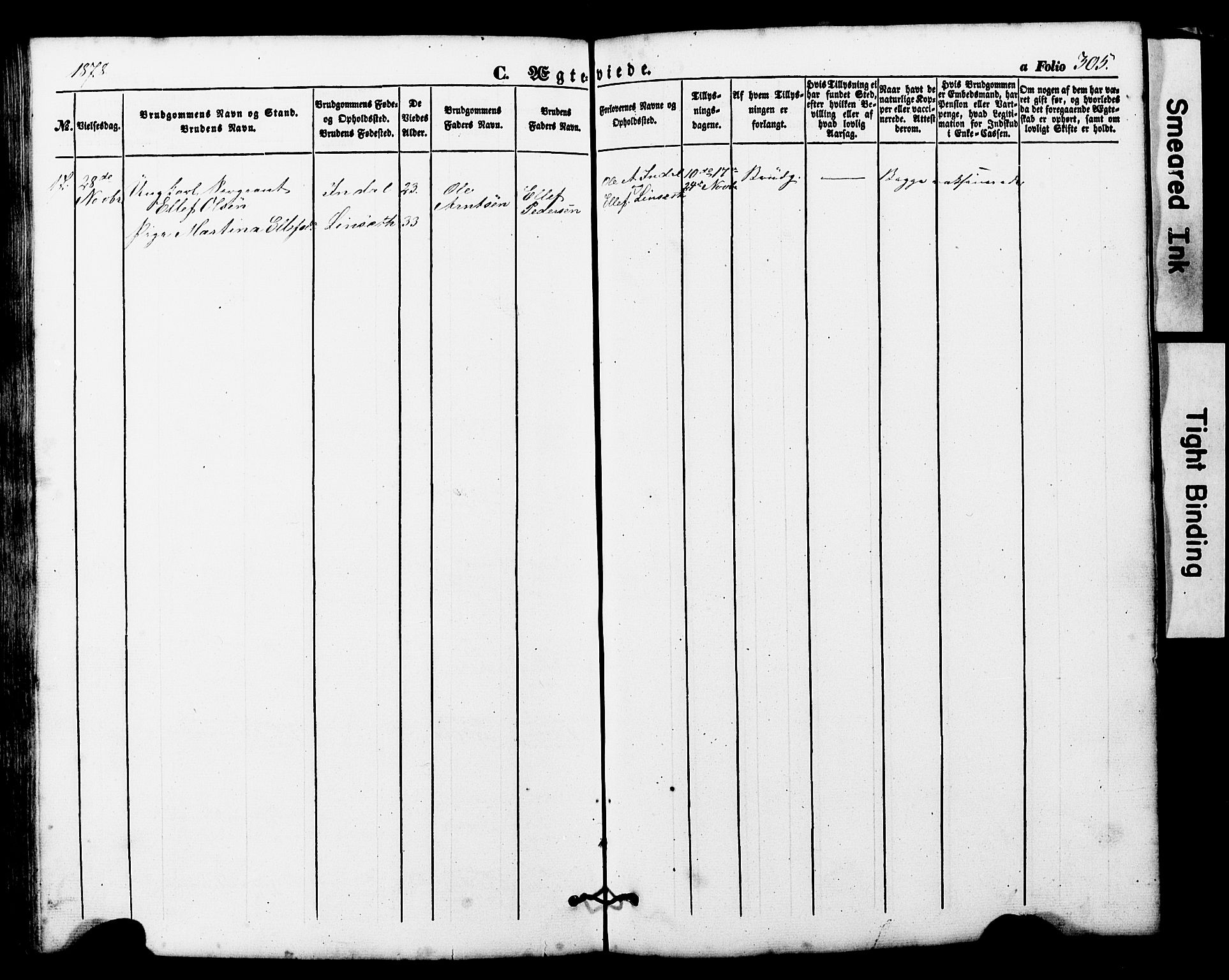 Ministerialprotokoller, klokkerbøker og fødselsregistre - Nord-Trøndelag, SAT/A-1458/724/L0268: Parish register (copy) no. 724C04, 1846-1878, p. 305