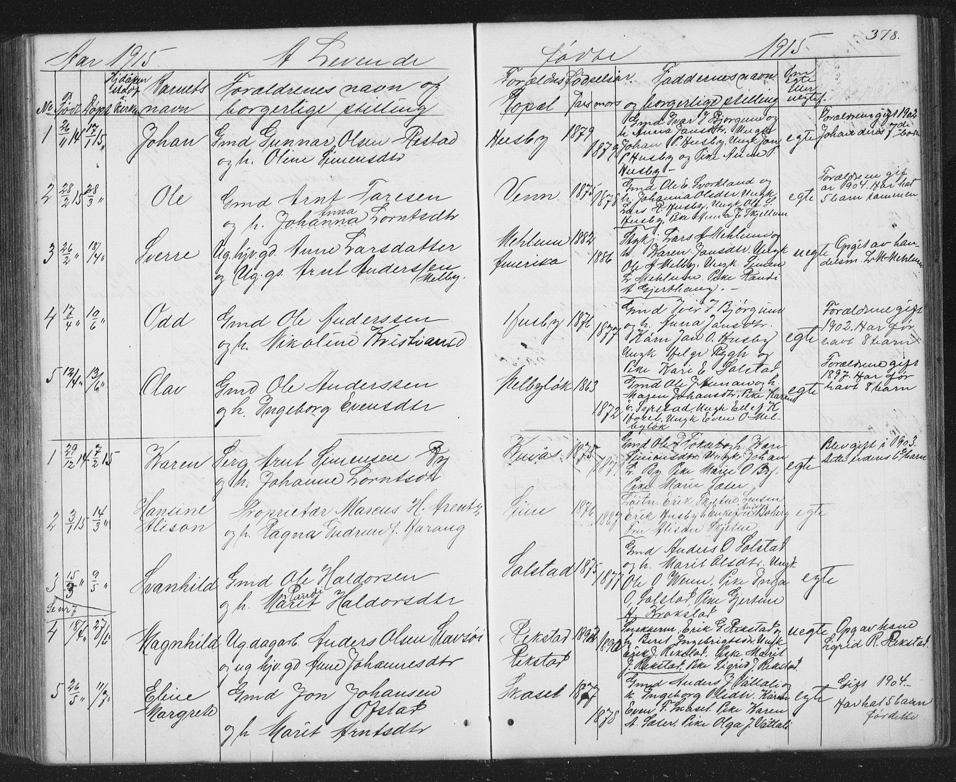 Ministerialprotokoller, klokkerbøker og fødselsregistre - Sør-Trøndelag, SAT/A-1456/667/L0798: Parish register (copy) no. 667C03, 1867-1929, p. 378