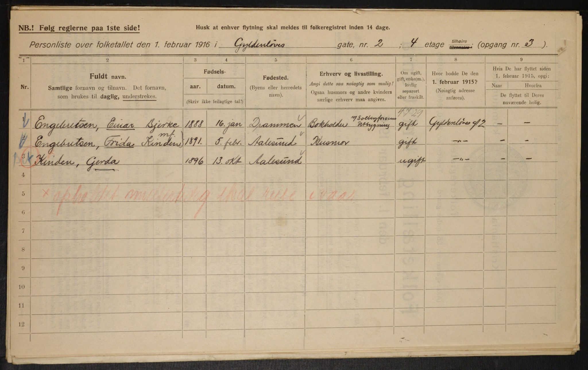 OBA, Municipal Census 1916 for Kristiania, 1916, p. 33008