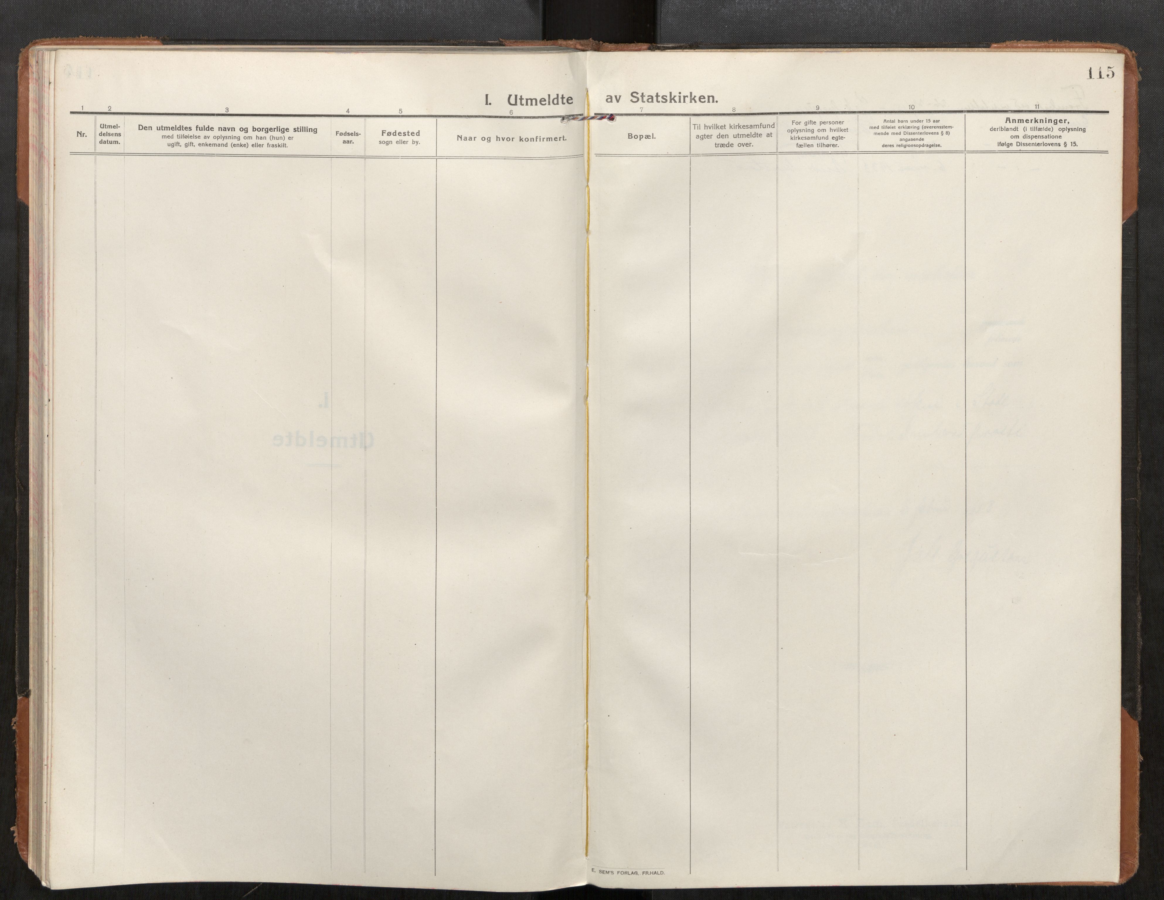 Stod sokneprestkontor, SAT/A-1164/1/I/I1/I1a/L0004: Parish register (official) no. 4, 1913-1933, p. 115