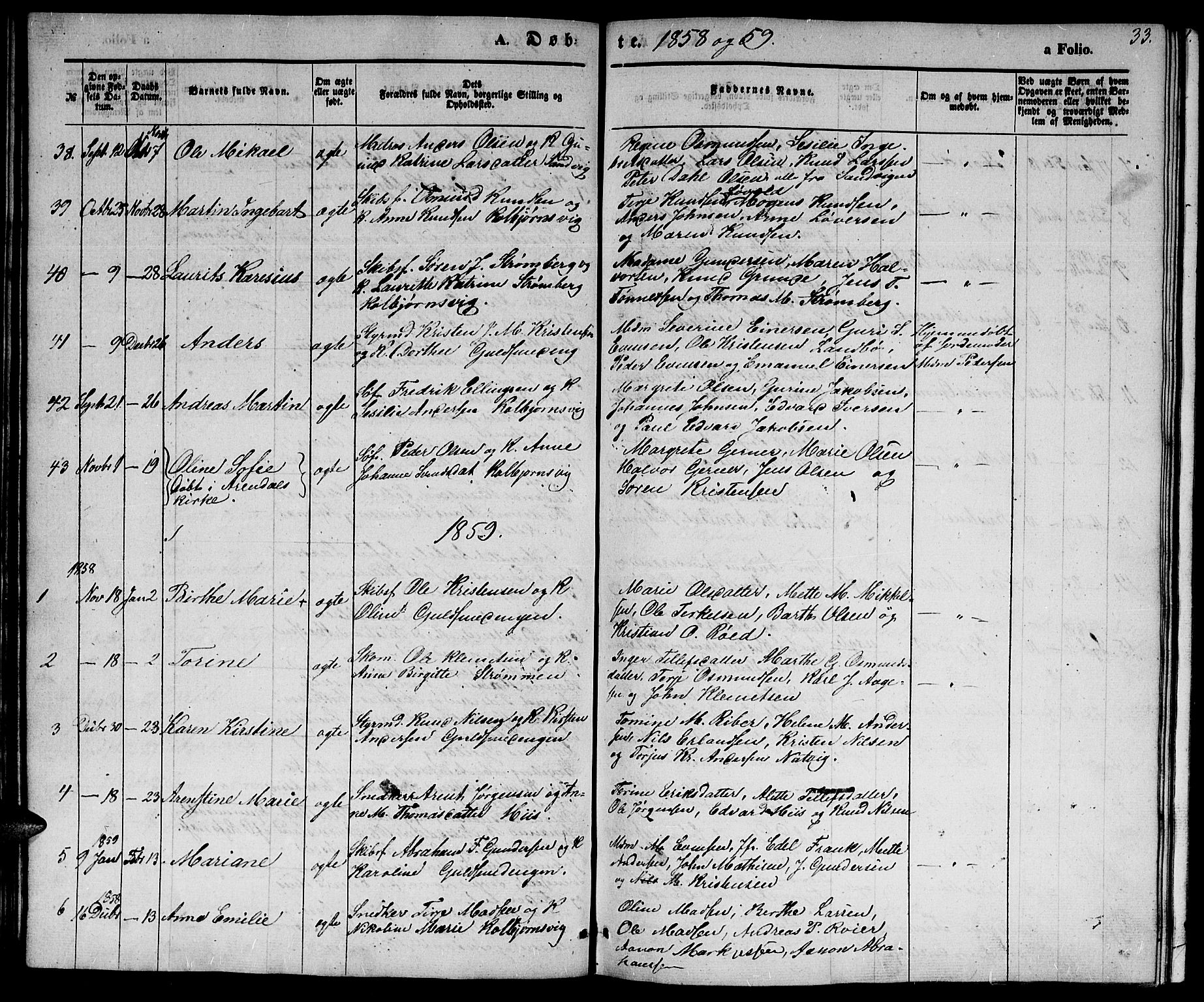 Hisøy sokneprestkontor, SAK/1111-0020/F/Fb/L0001: Parish register (copy) no. B 1, 1849-1872, p. 33