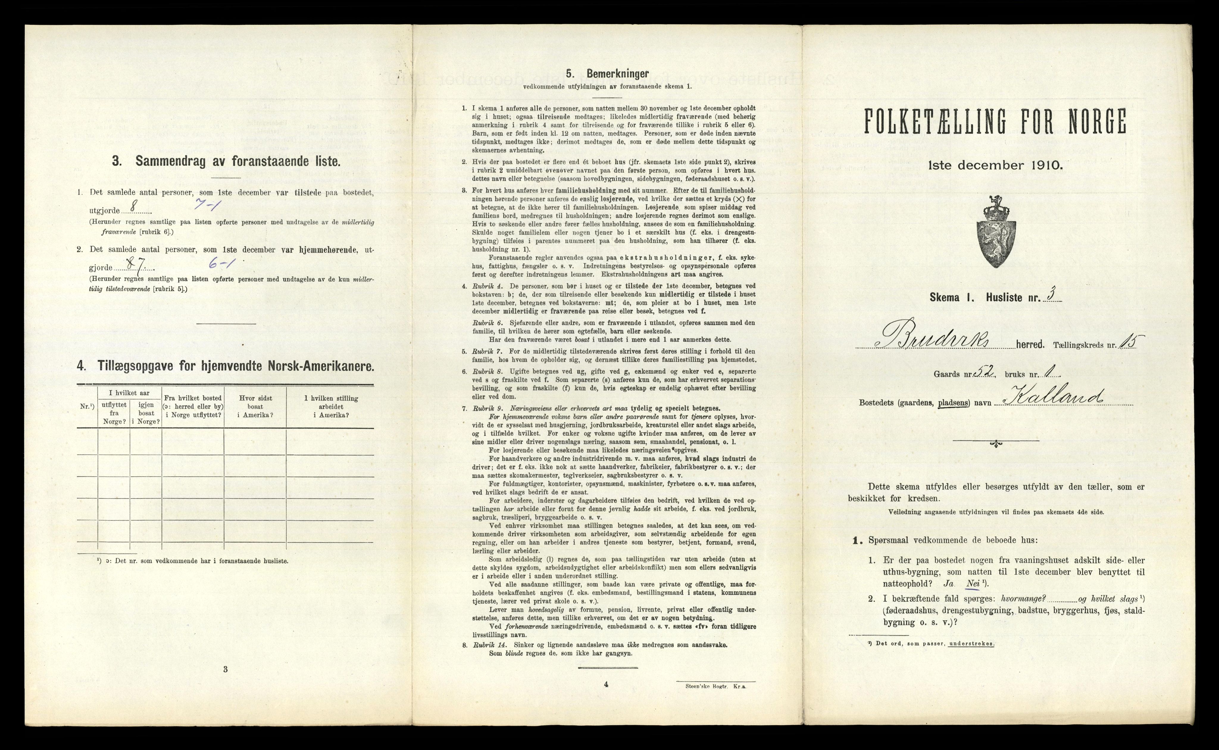 RA, 1910 census for Bruvik, 1910, p. 948