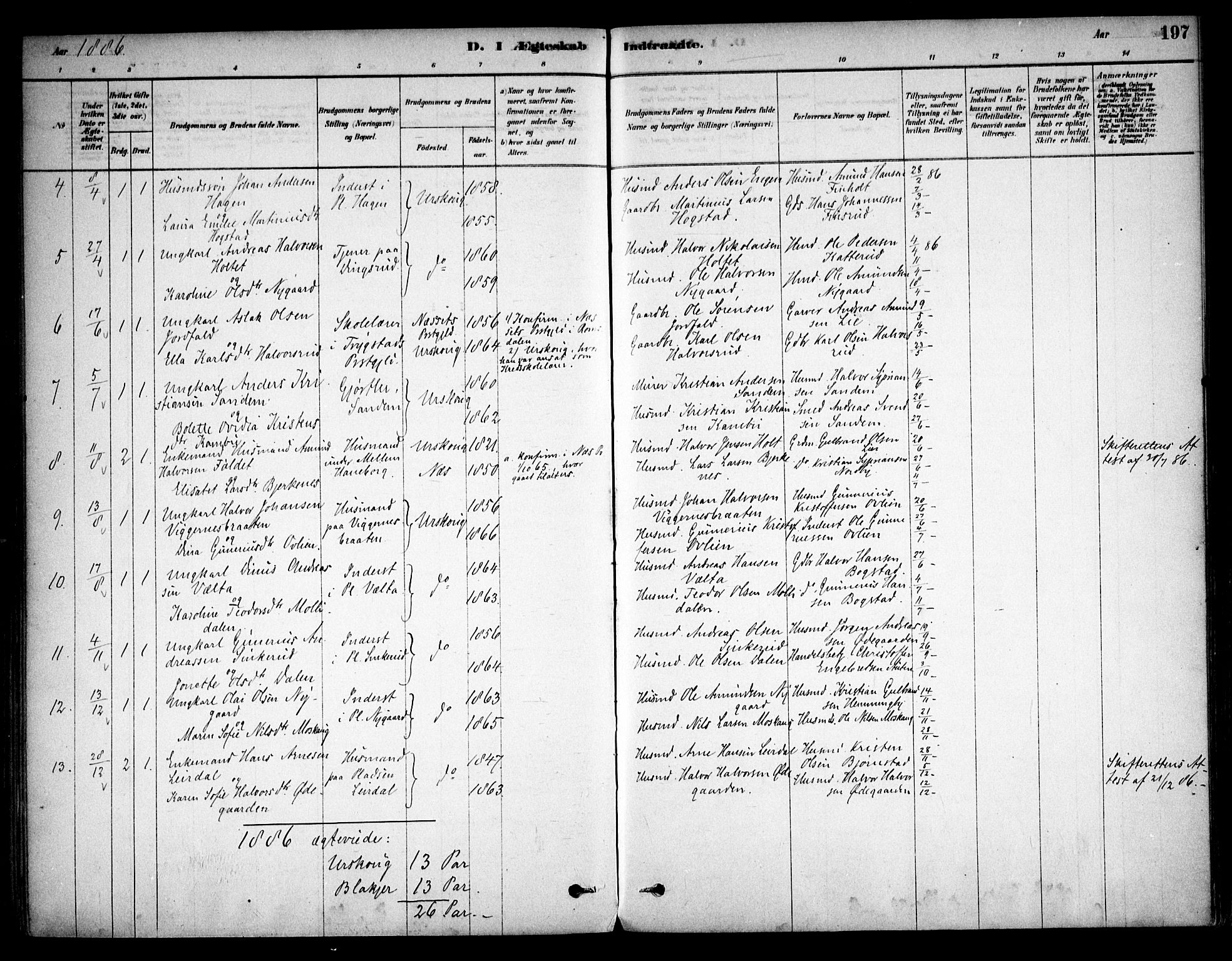 Aurskog prestekontor Kirkebøker, SAO/A-10304a/F/Fa/L0008: Parish register (official) no. I 8, 1878-1937, p. 197