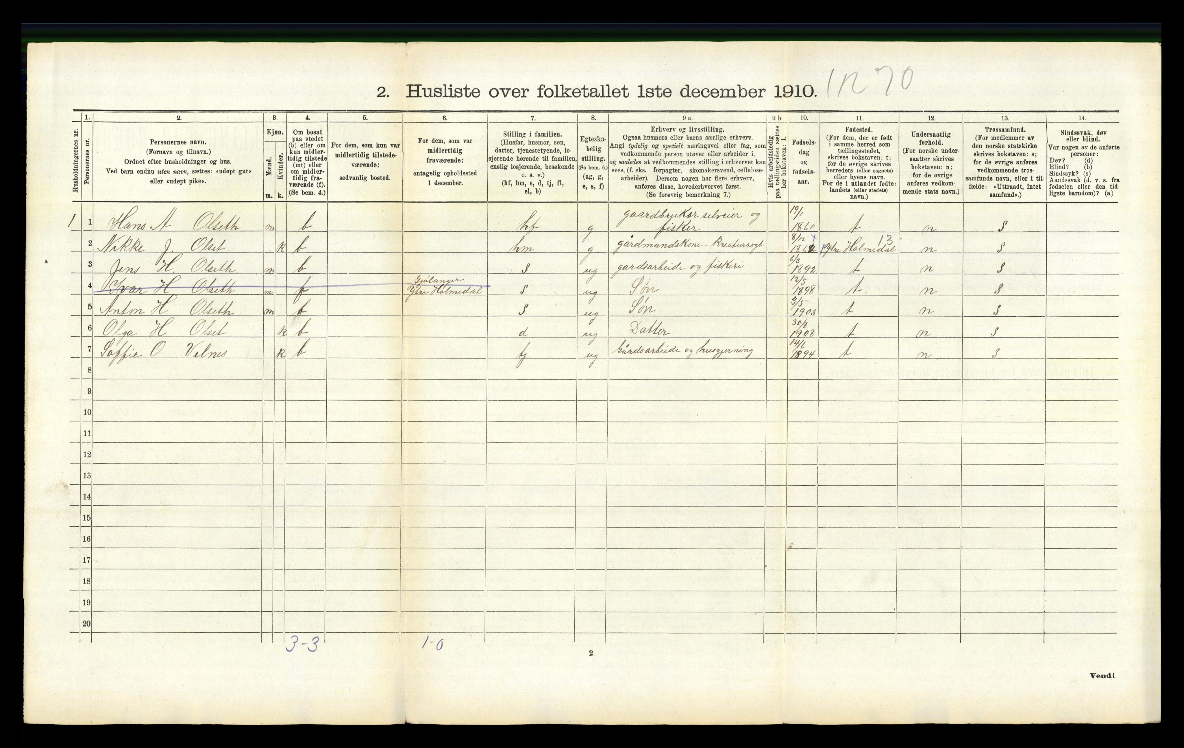 RA, 1910 census for Askvoll, 1910, p. 390