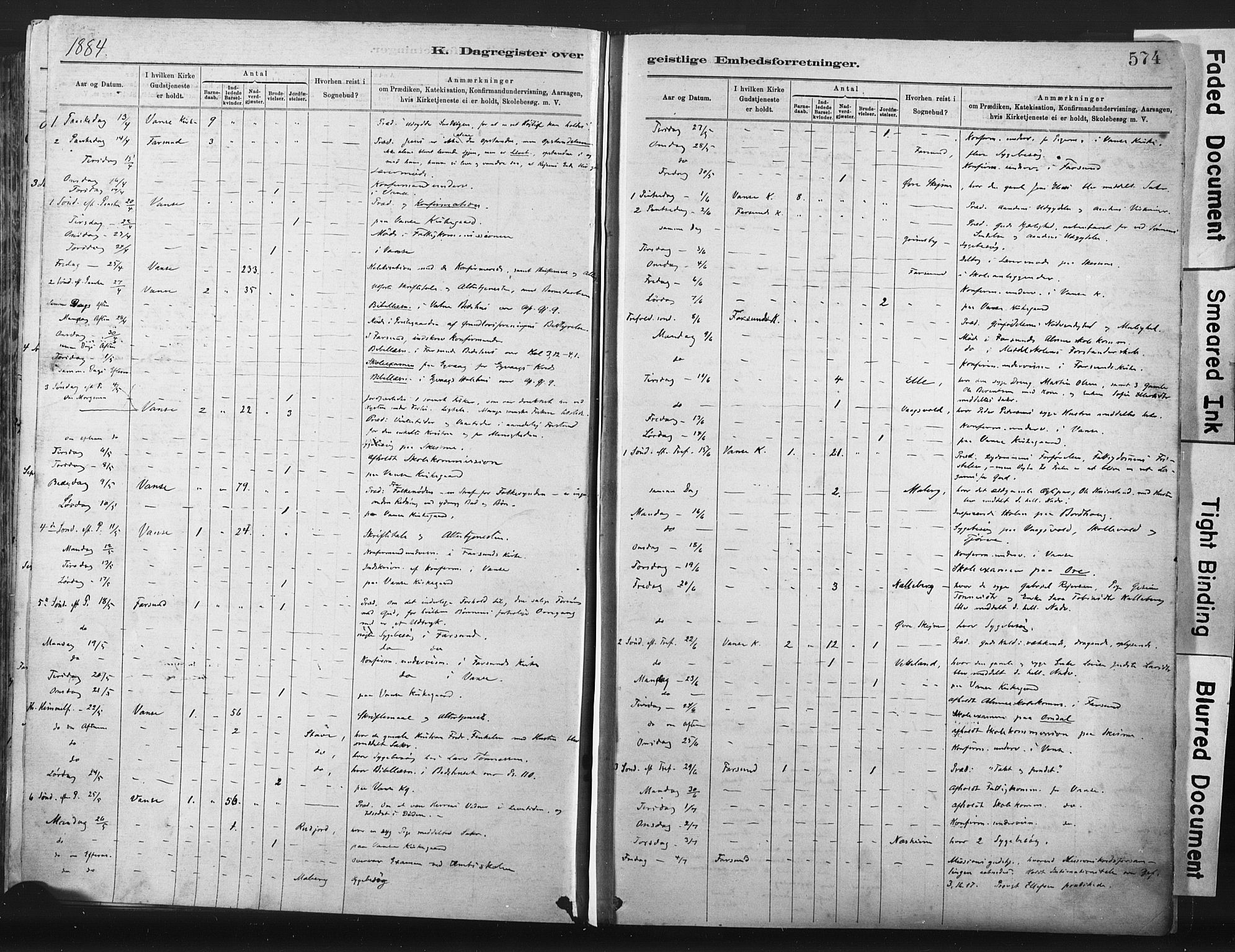 Lista sokneprestkontor, AV/SAK-1111-0027/F/Fa/L0012: Parish register (official) no. A 12, 1879-1903, p. 575