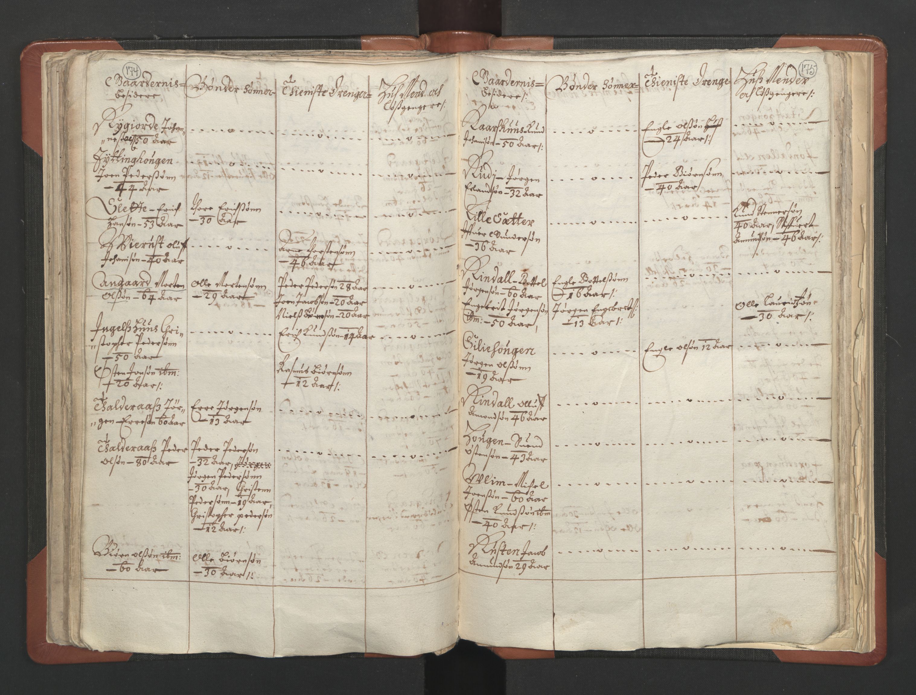 RA, Vicar's Census 1664-1666, no. 6: Gudbrandsdal deanery, 1664-1666, p. 174-175