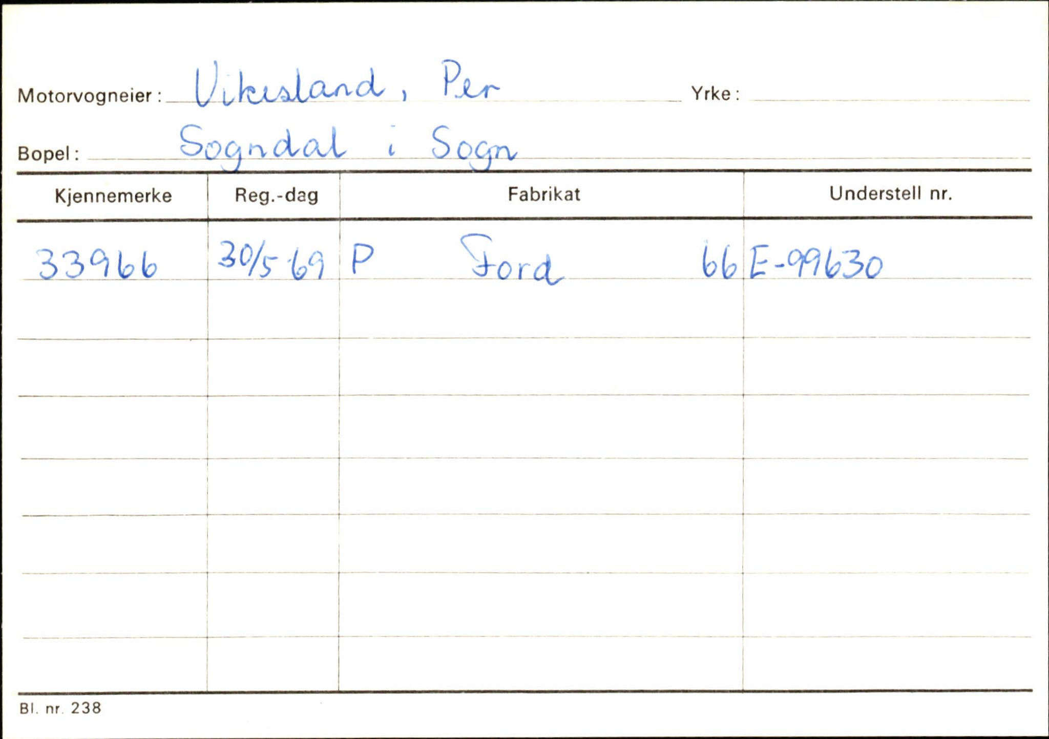 Statens vegvesen, Sogn og Fjordane vegkontor, AV/SAB-A-5301/4/F/L0125: Eigarregister Sogndal V-Å. Aurland A-Å. Fjaler A-N, 1945-1975, p. 96