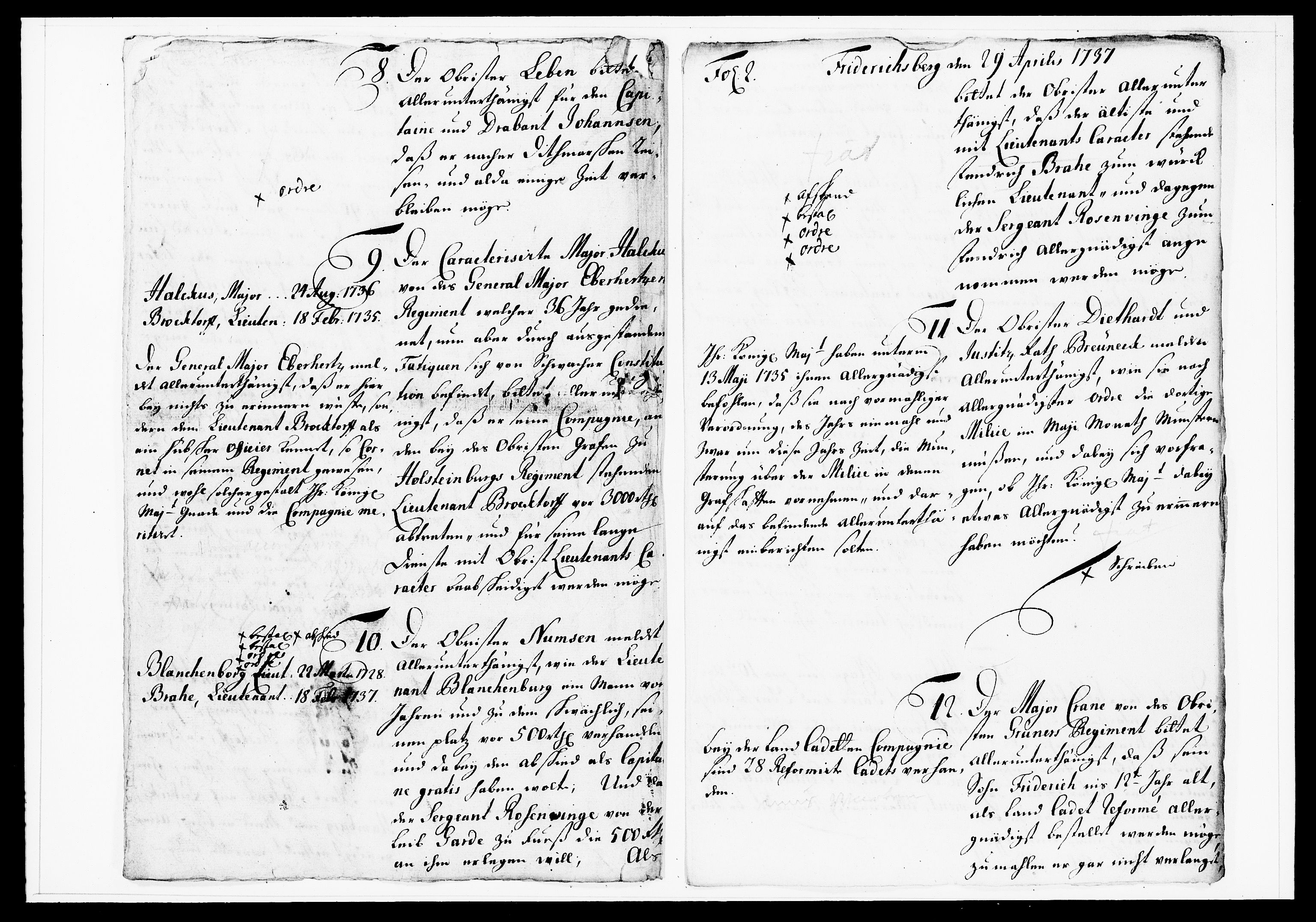 Krigskollegiet, Krigskancelliet, DRA/A-0006/-/1138-1142: Refererede sager, 1737, p. 157