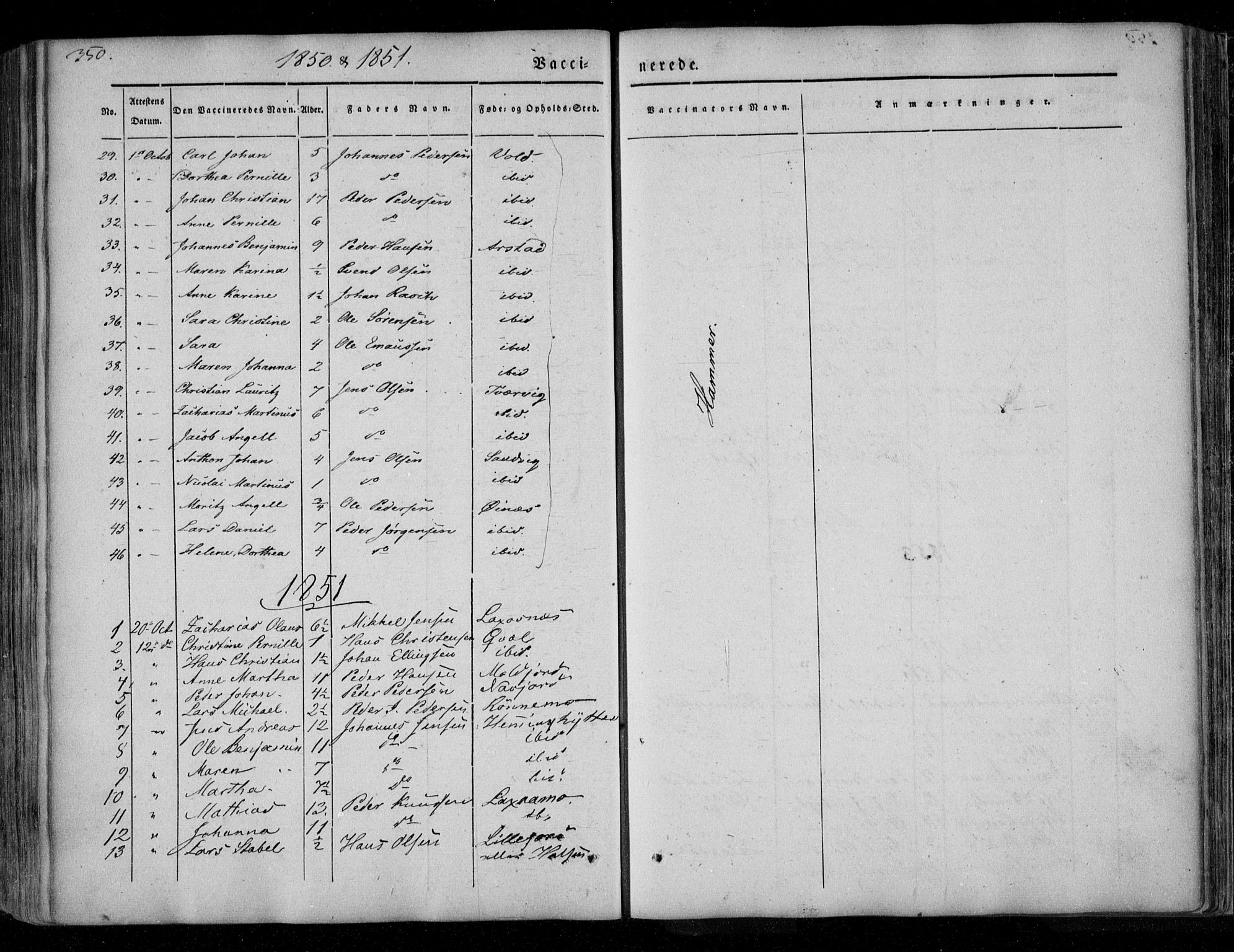 Ministerialprotokoller, klokkerbøker og fødselsregistre - Nordland, AV/SAT-A-1459/846/L0644: Parish register (official) no. 846A02, 1837-1872, p. 350