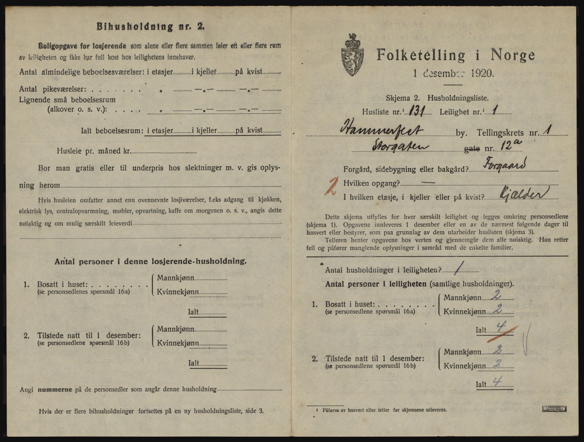 SATØ, 1920 census for Hammerfest, 1920, p. 1432