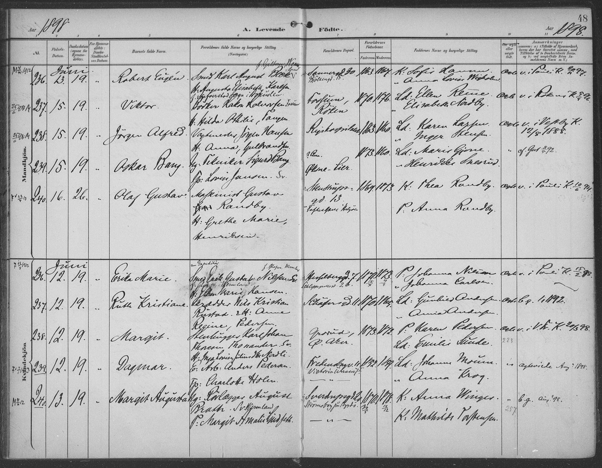 Rikshospitalet prestekontor Kirkebøker, AV/SAO-A-10309b/F/L0011: Parish register (official) no. 11, 1898-1900, p. 48