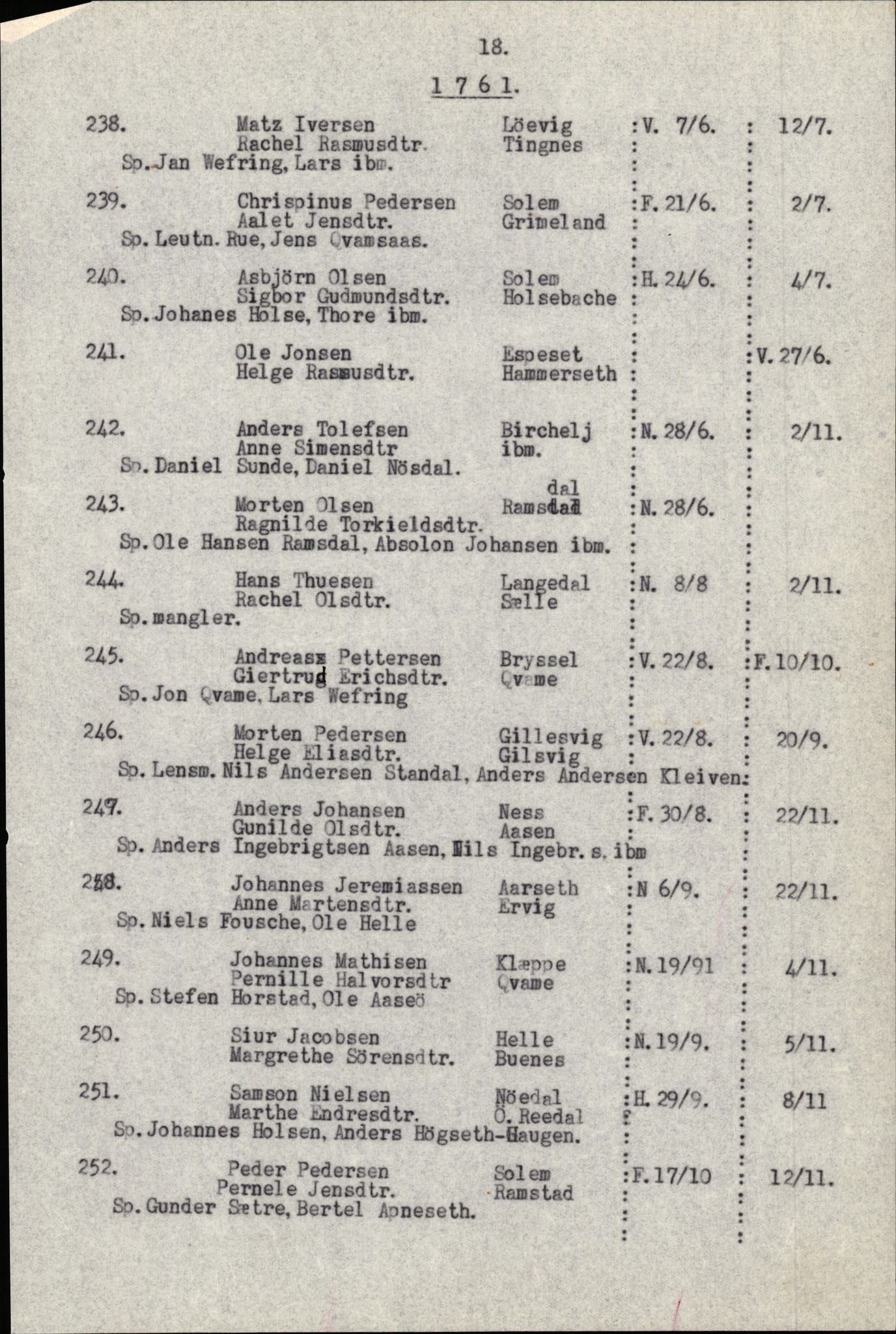 Samling av fulltekstavskrifter, SAB/FULLTEKST/B/14/0007: Førde sokneprestembete, ministerialbok nr. A 3, 1749-1764, p. 19