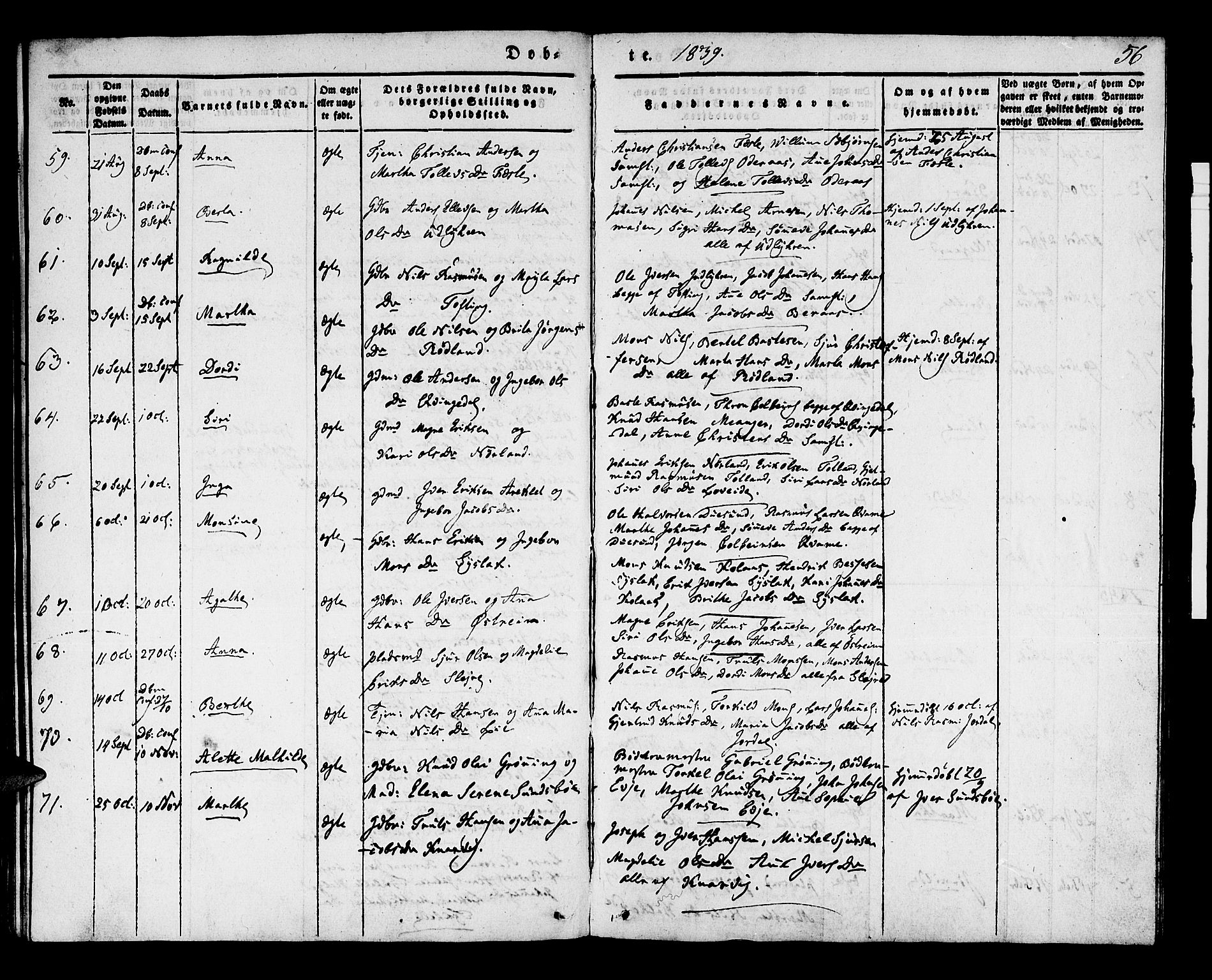 Lindås Sokneprestembete, AV/SAB-A-76701/H/Haa/Haaa/L0009: Parish register (official) no. A 9, 1835-1841, p. 56