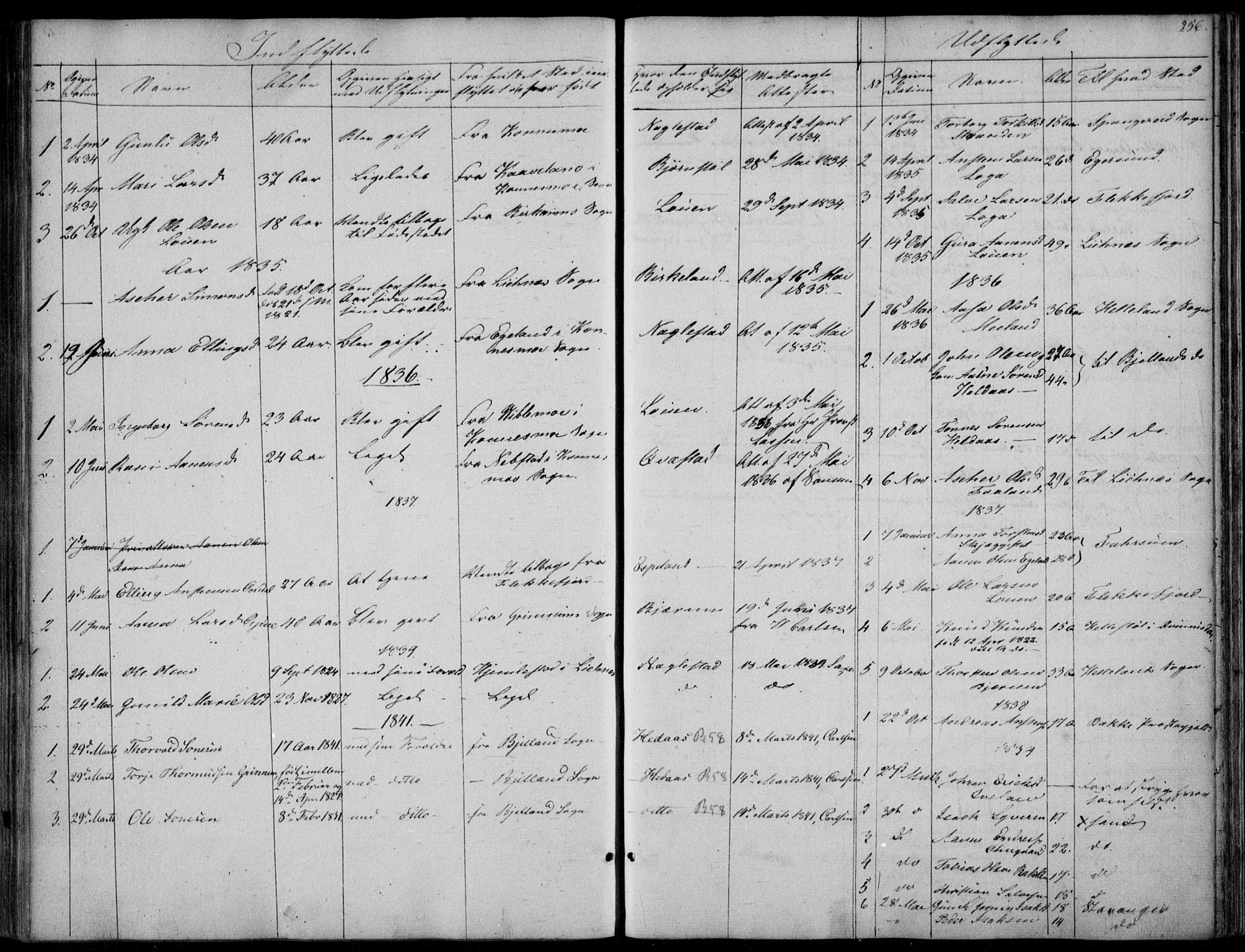 Hægebostad sokneprestkontor, SAK/1111-0024/F/Fa/Faa/L0004: Parish register (official) no. A 4, 1834-1864, p. 256