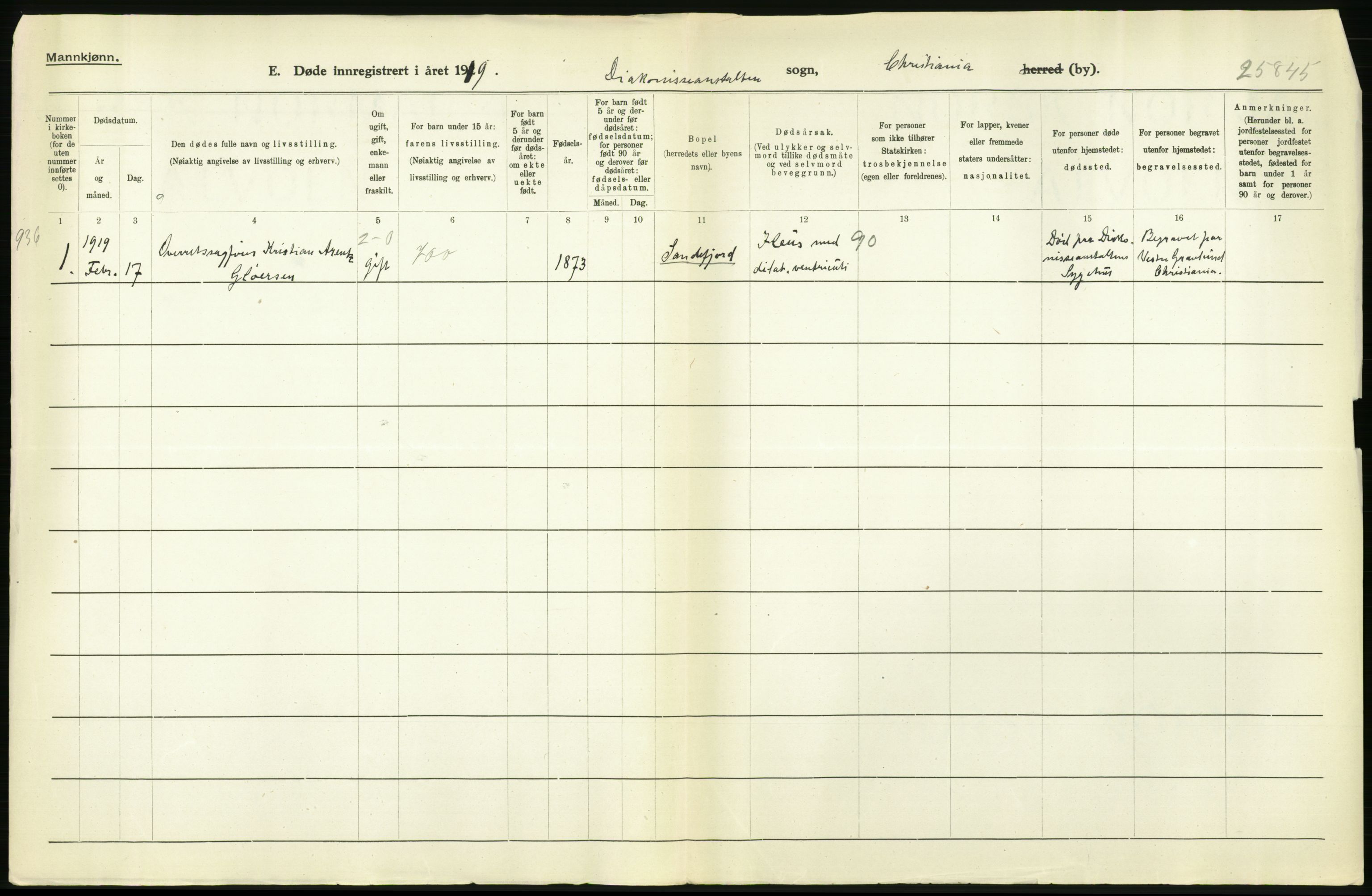 Statistisk sentralbyrå, Sosiodemografiske emner, Befolkning, RA/S-2228/D/Df/Dfb/Dfbi/L0010: Kristiania: Døde, 1919, p. 546