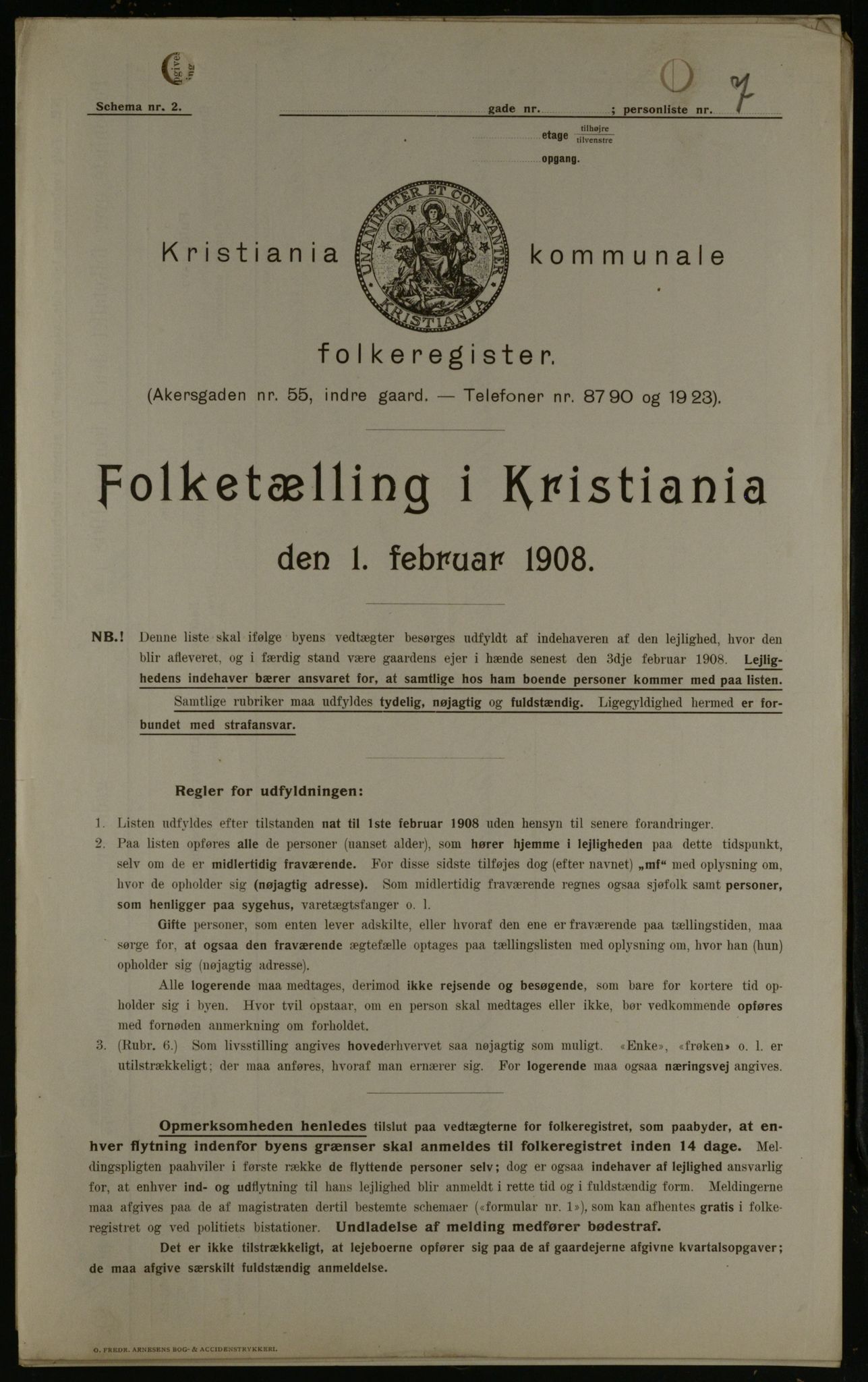 OBA, Municipal Census 1908 for Kristiania, 1908, p. 1901