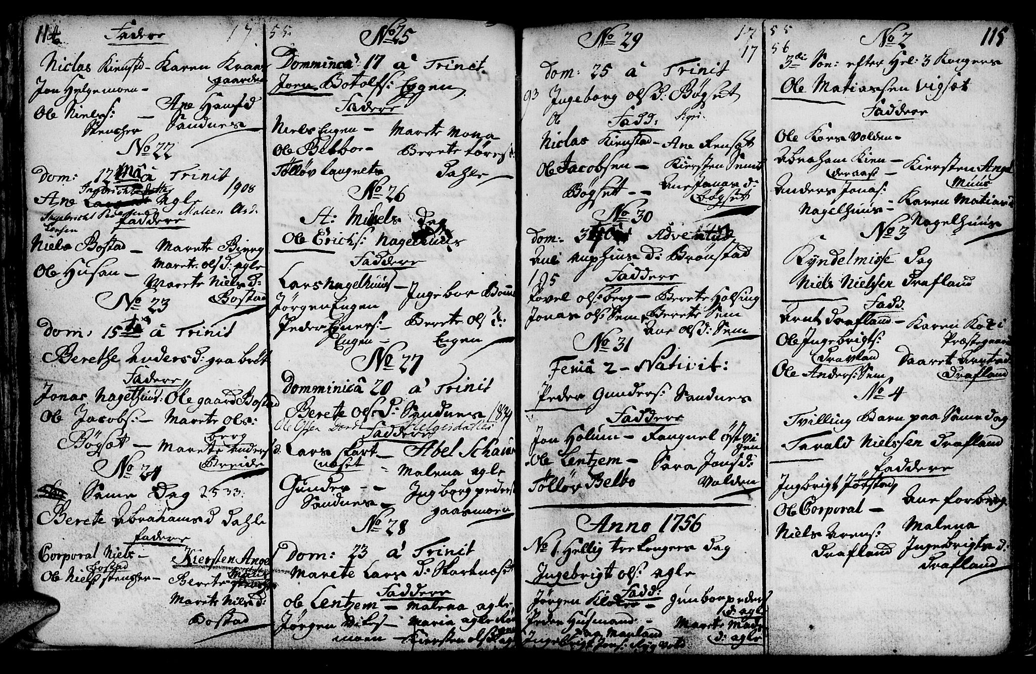 Ministerialprotokoller, klokkerbøker og fødselsregistre - Nord-Trøndelag, SAT/A-1458/749/L0467: Parish register (official) no. 749A01, 1733-1787, p. 114-115