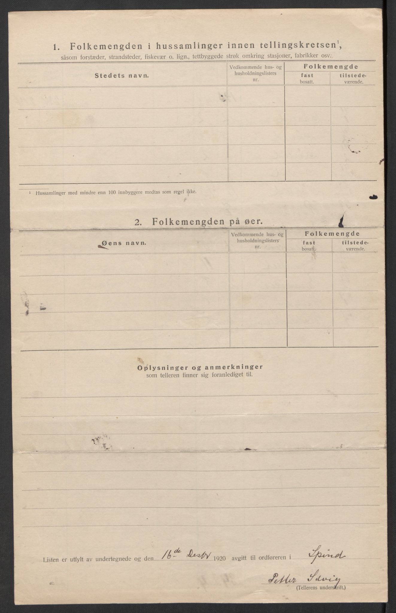 SAK, 1920 census for Spind, 1920, p. 12