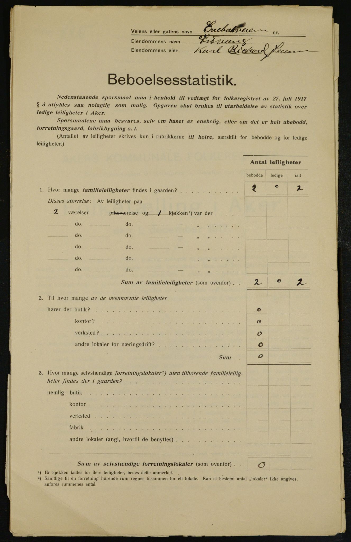 OBA, Municipal Census 1917 for Aker, 1917, p. 22937