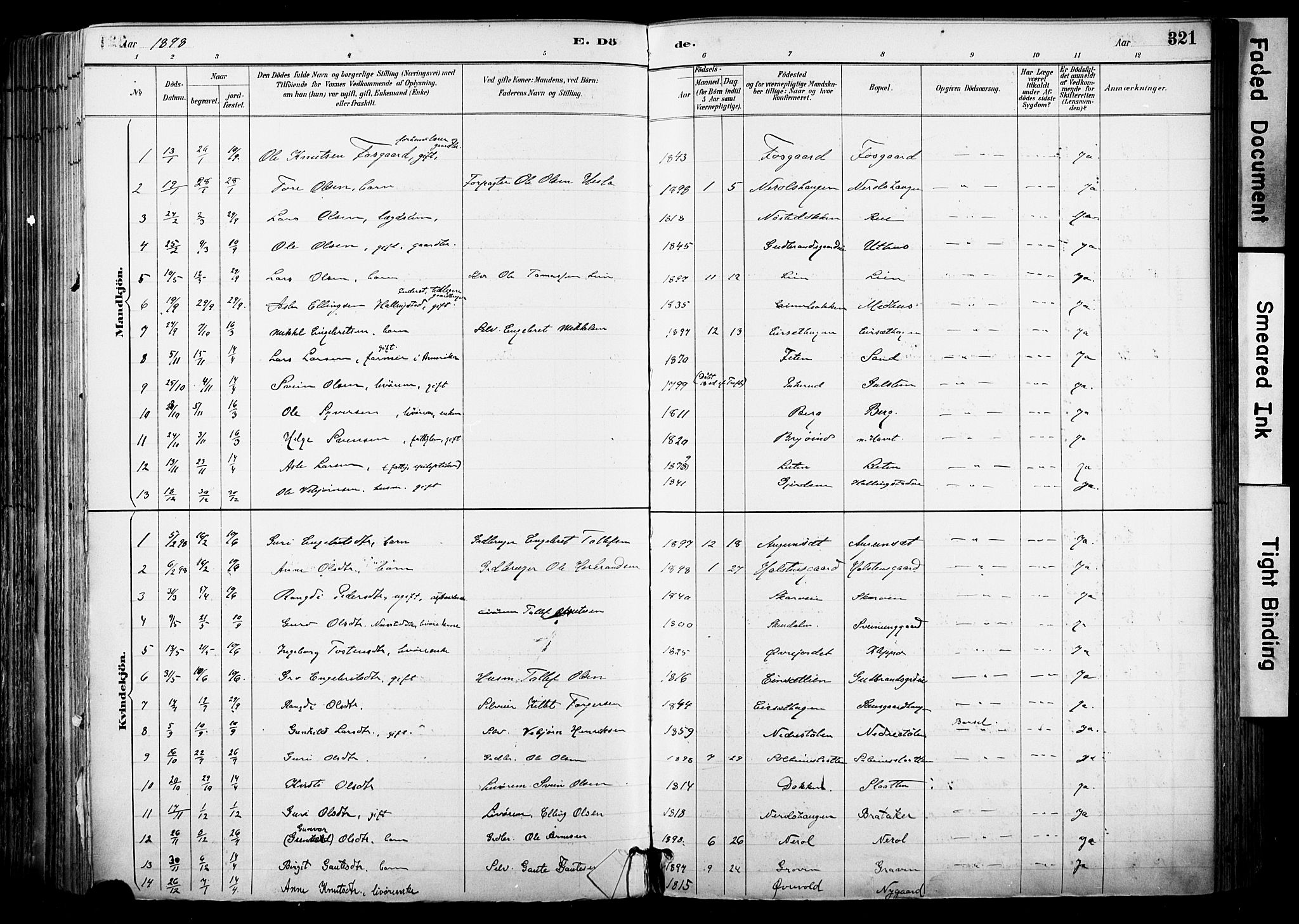 Hol kirkebøker, AV/SAKO-A-227/F/Fa/L0003: Parish register (official) no. I 3, 1887-1918, p. 321