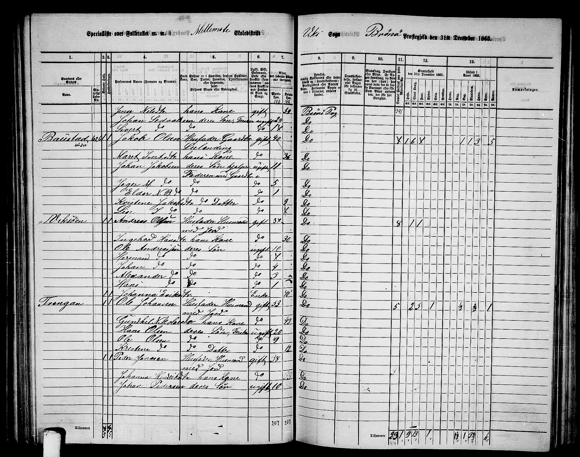 RA, 1865 census for Brønnøy, 1865, p. 71