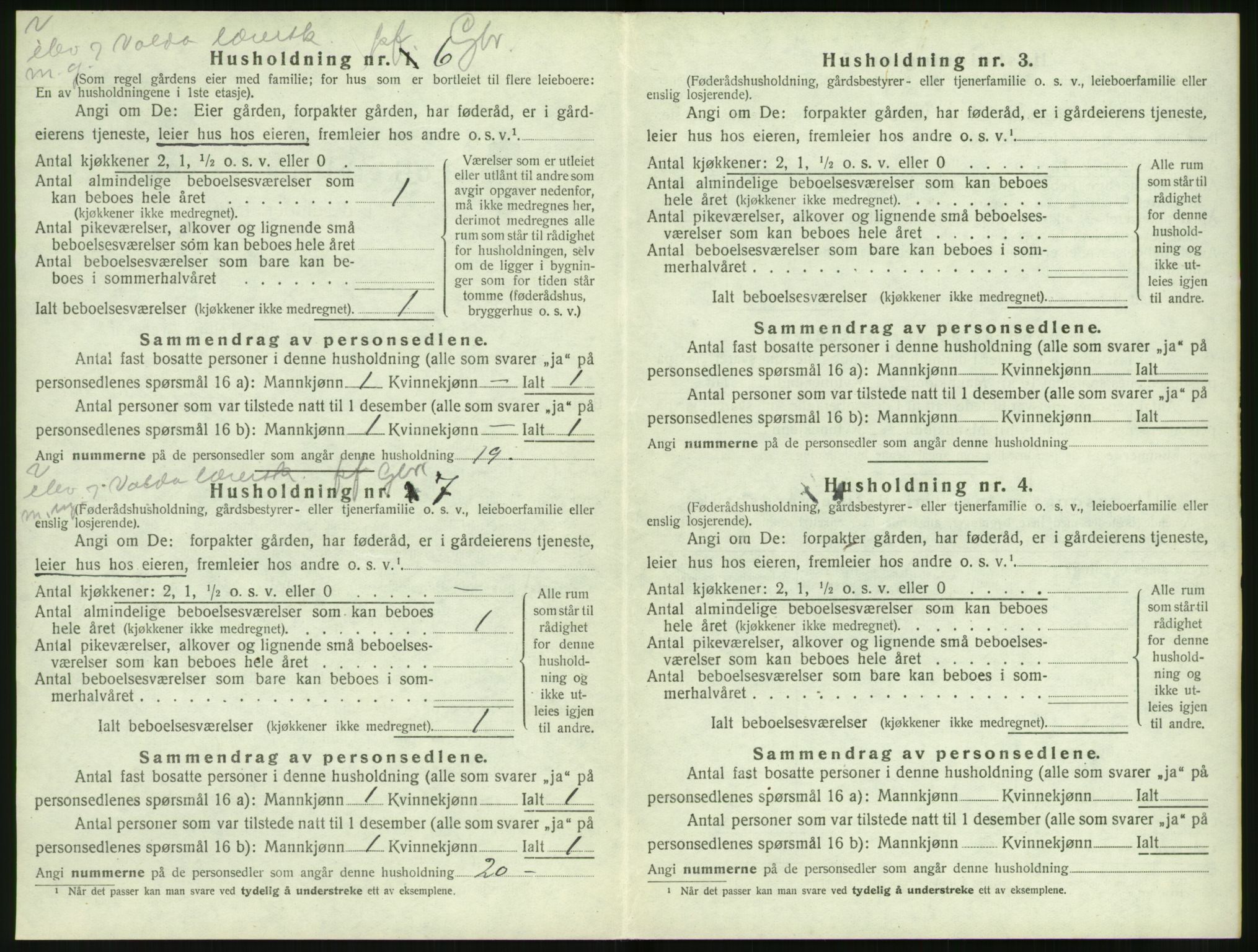 SAT, 1920 census for Volda, 1920, p. 509