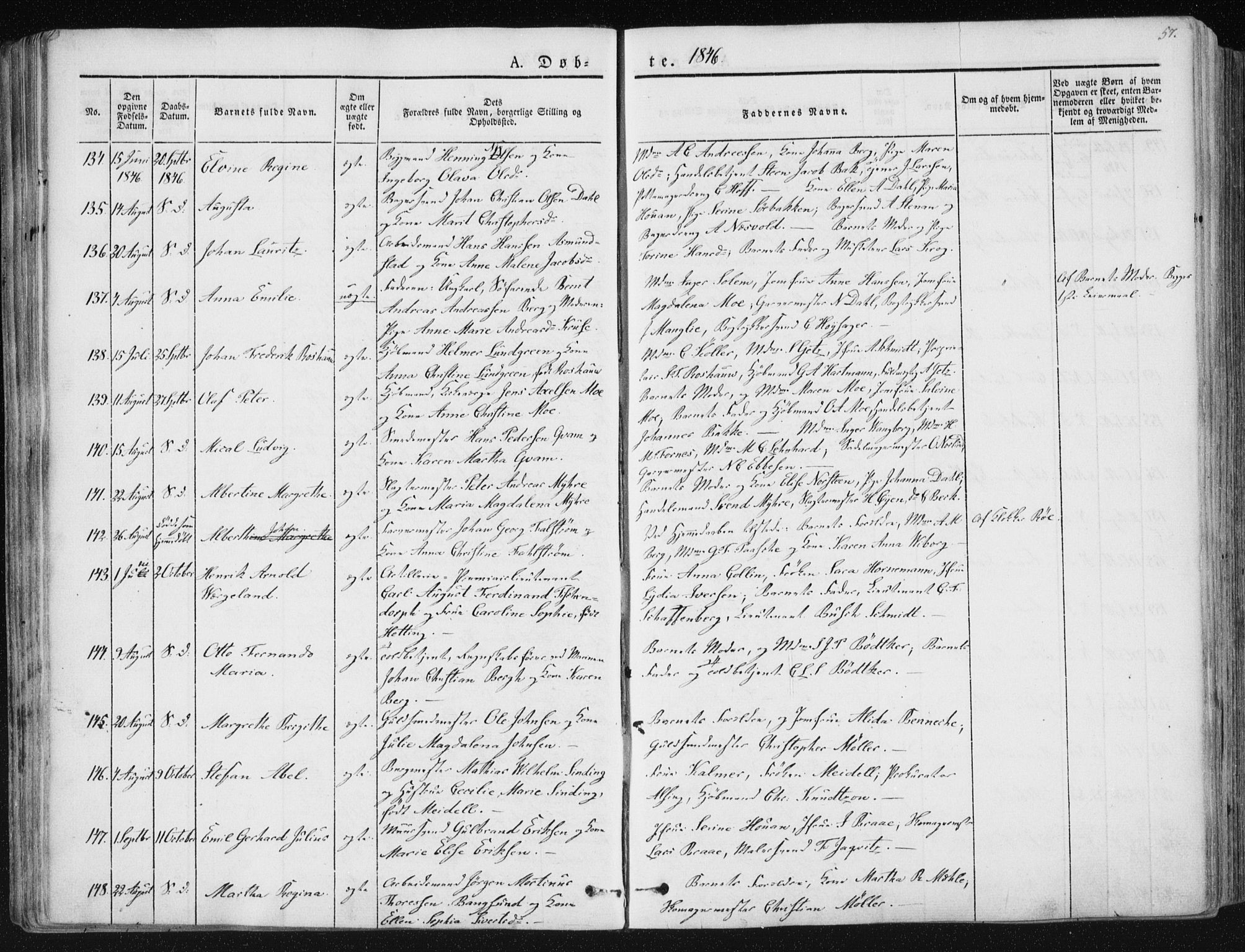 Ministerialprotokoller, klokkerbøker og fødselsregistre - Sør-Trøndelag, AV/SAT-A-1456/602/L0110: Parish register (official) no. 602A08, 1840-1854, p. 57