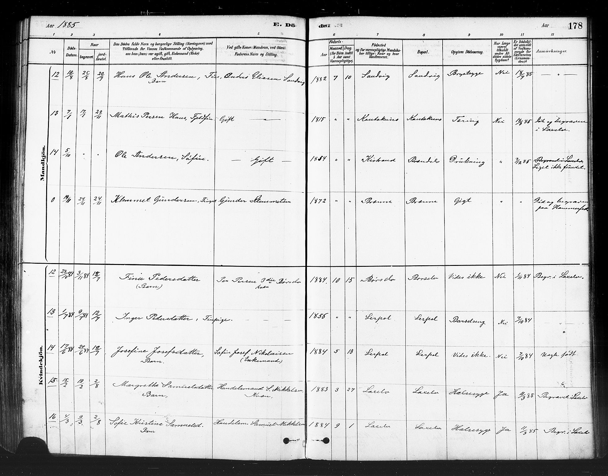 Kistrand/Porsanger sokneprestembete, SATØ/S-1351/H/Ha/L0007.kirke: Parish register (official) no. 7, 1881-1889, p. 178