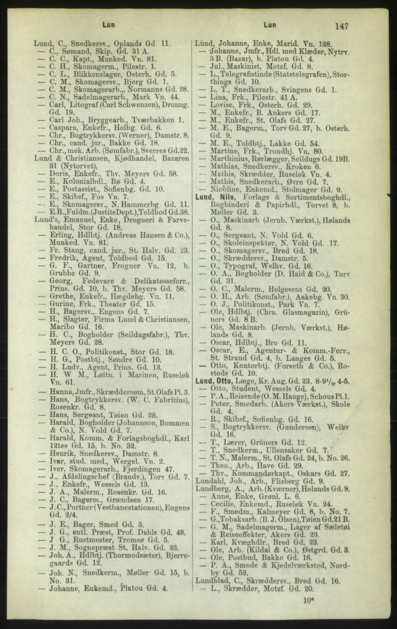 Kristiania/Oslo adressebok, PUBL/-, 1882, p. 147