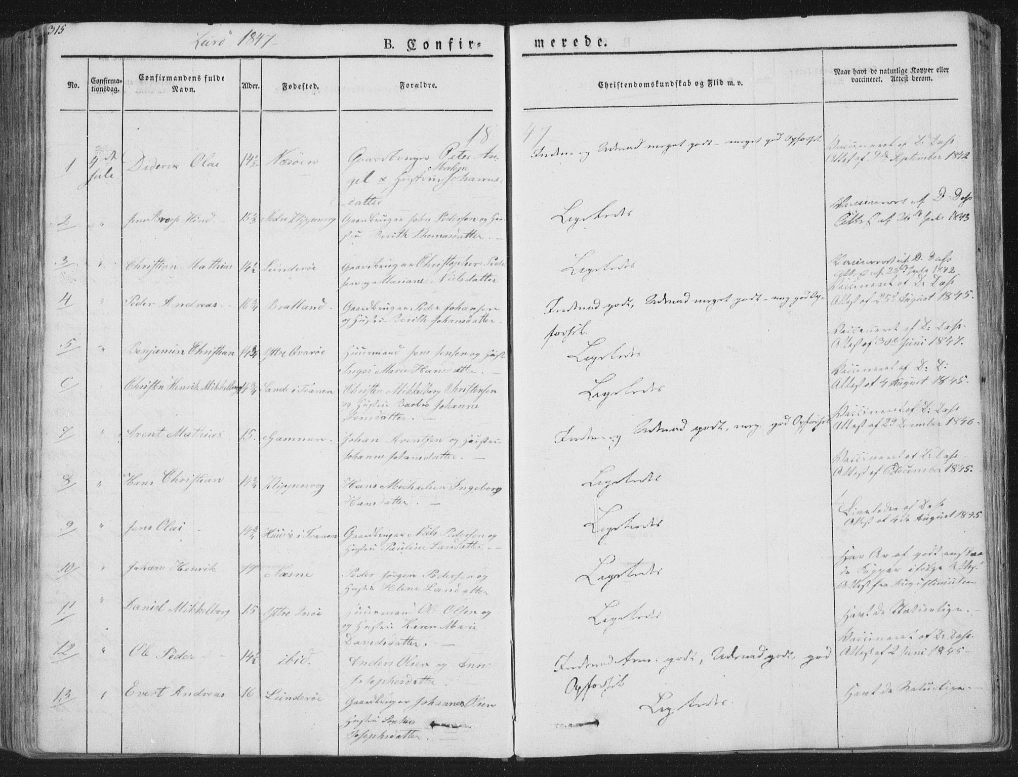 Ministerialprotokoller, klokkerbøker og fødselsregistre - Nordland, SAT/A-1459/839/L0565: Parish register (official) no. 839A02, 1825-1862, p. 315