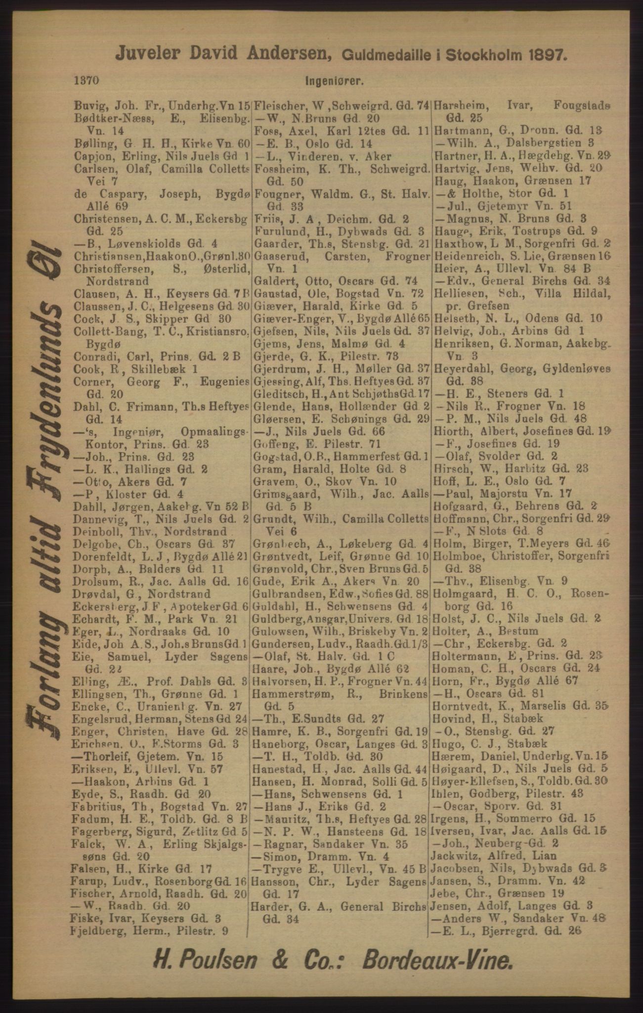 Kristiania/Oslo adressebok, PUBL/-, 1905, p. 1370