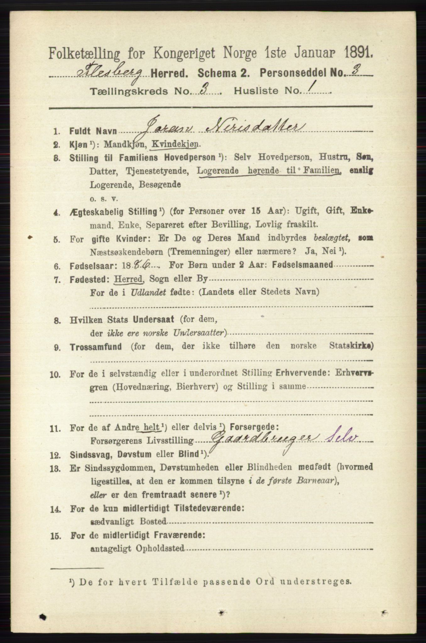 RA, 1891 census for 0631 Flesberg, 1891, p. 412