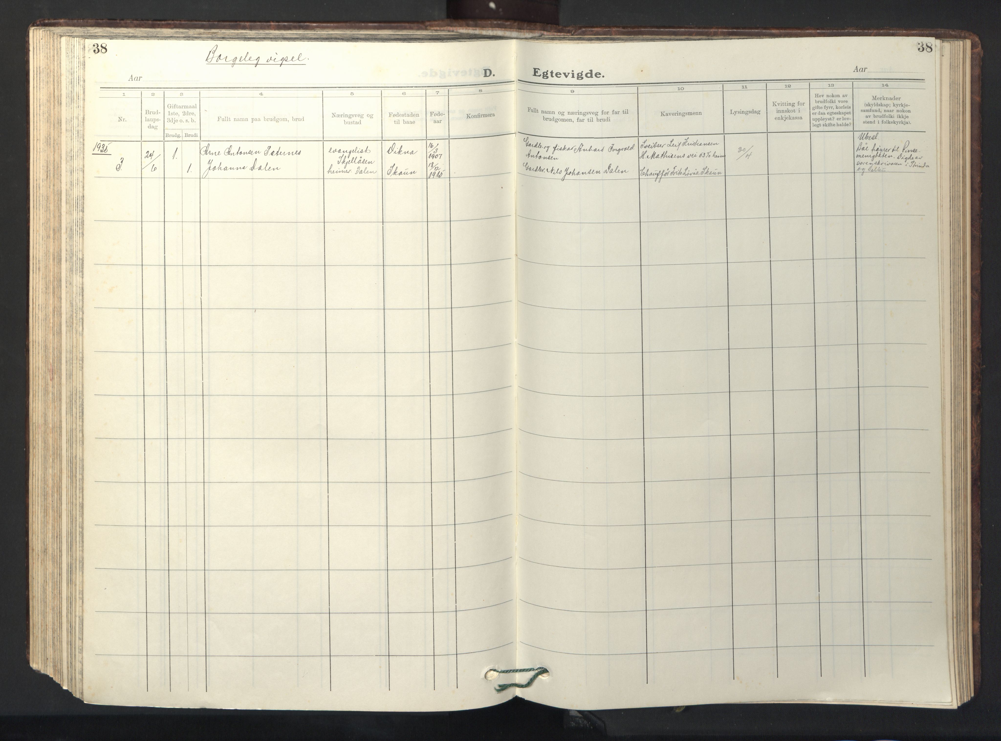 Ministerialprotokoller, klokkerbøker og fødselsregistre - Sør-Trøndelag, SAT/A-1456/667/L0799: Parish register (copy) no. 667C04, 1929-1950, p. 24