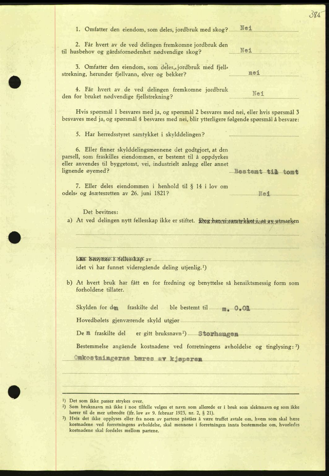 Nordmøre sorenskriveri, AV/SAT-A-4132/1/2/2Ca: Mortgage book no. A96, 1943-1944, Diary no: : 2352/1943