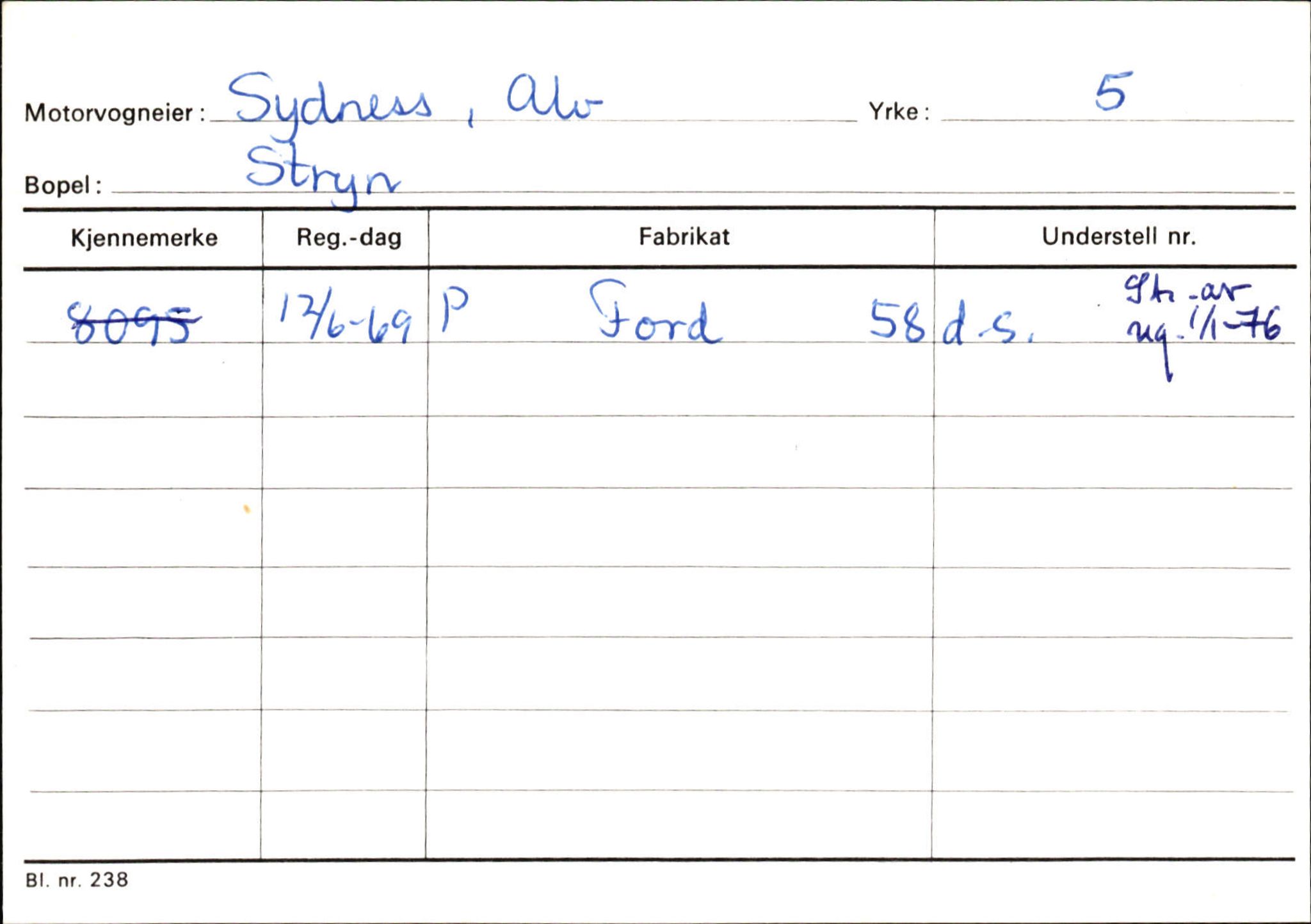 Statens vegvesen, Sogn og Fjordane vegkontor, SAB/A-5301/4/F/L0131: Eigarregister Høyanger P-Å. Stryn S-Å, 1945-1975, p. 1733