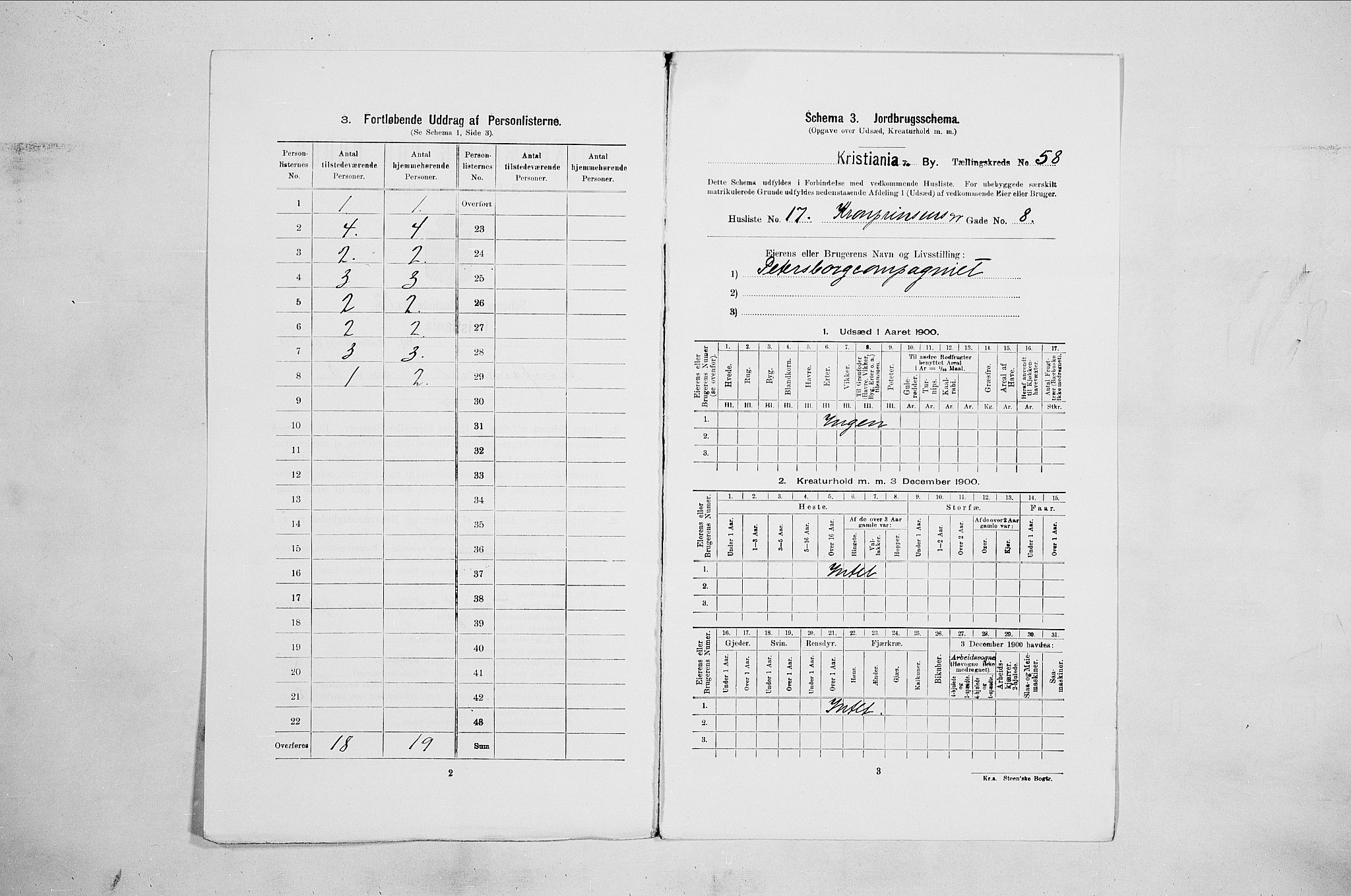 SAO, 1900 census for Kristiania, 1900, p. 49854