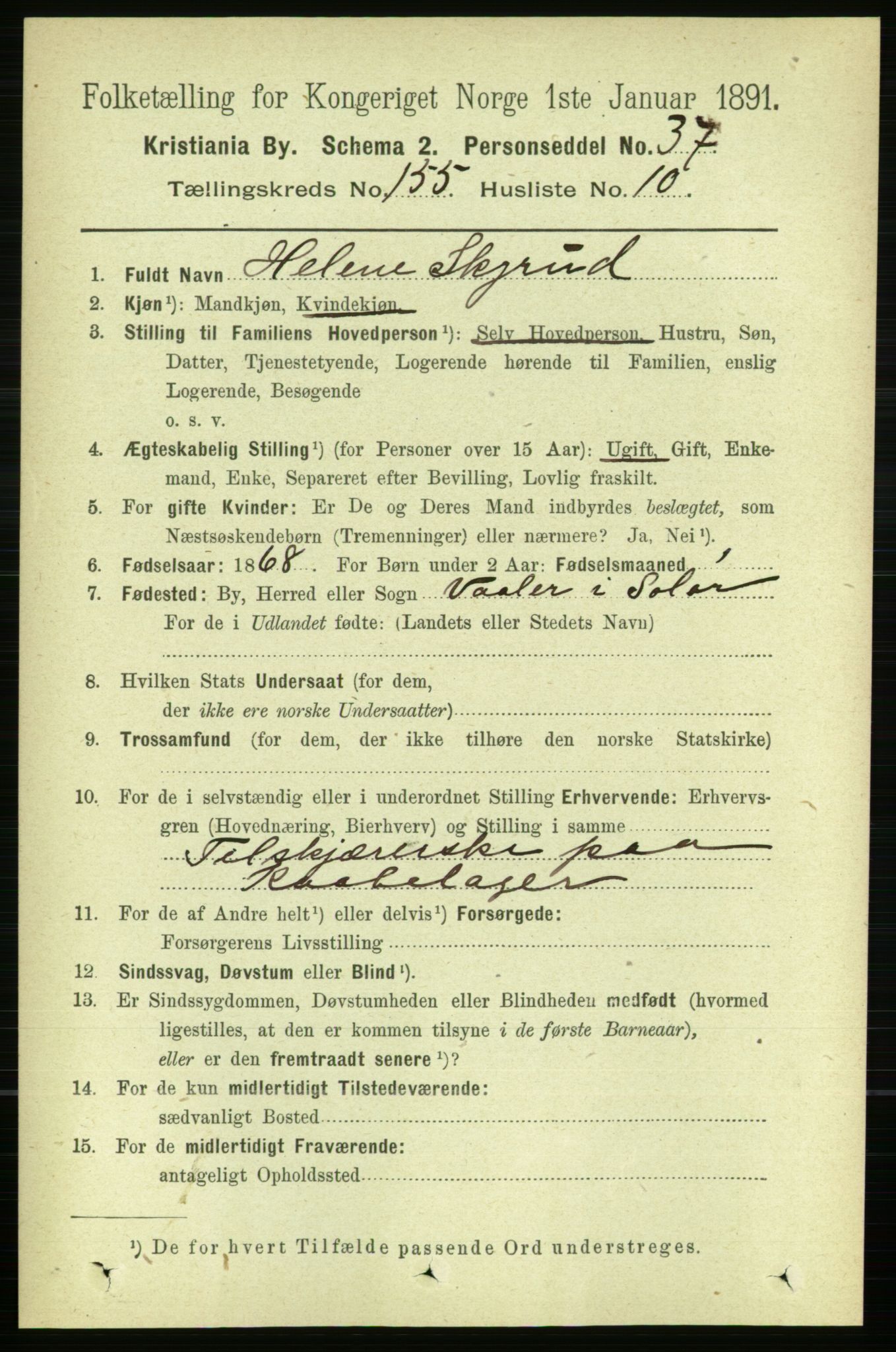 RA, 1891 census for 0301 Kristiania, 1891, p. 88457