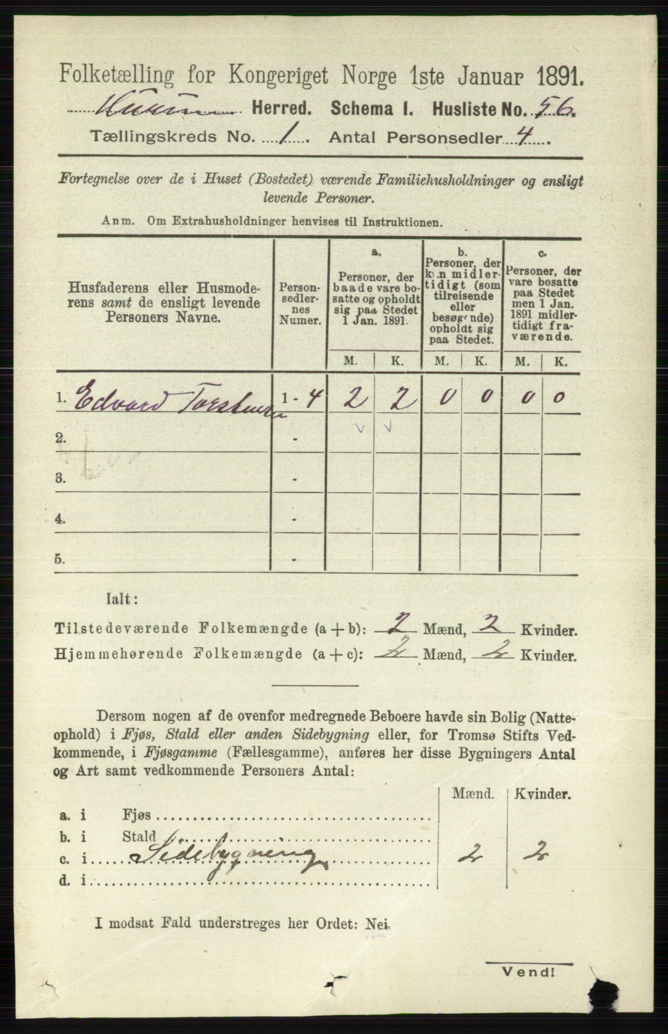 RA, 1891 census for 0628 Hurum, 1891, p. 80