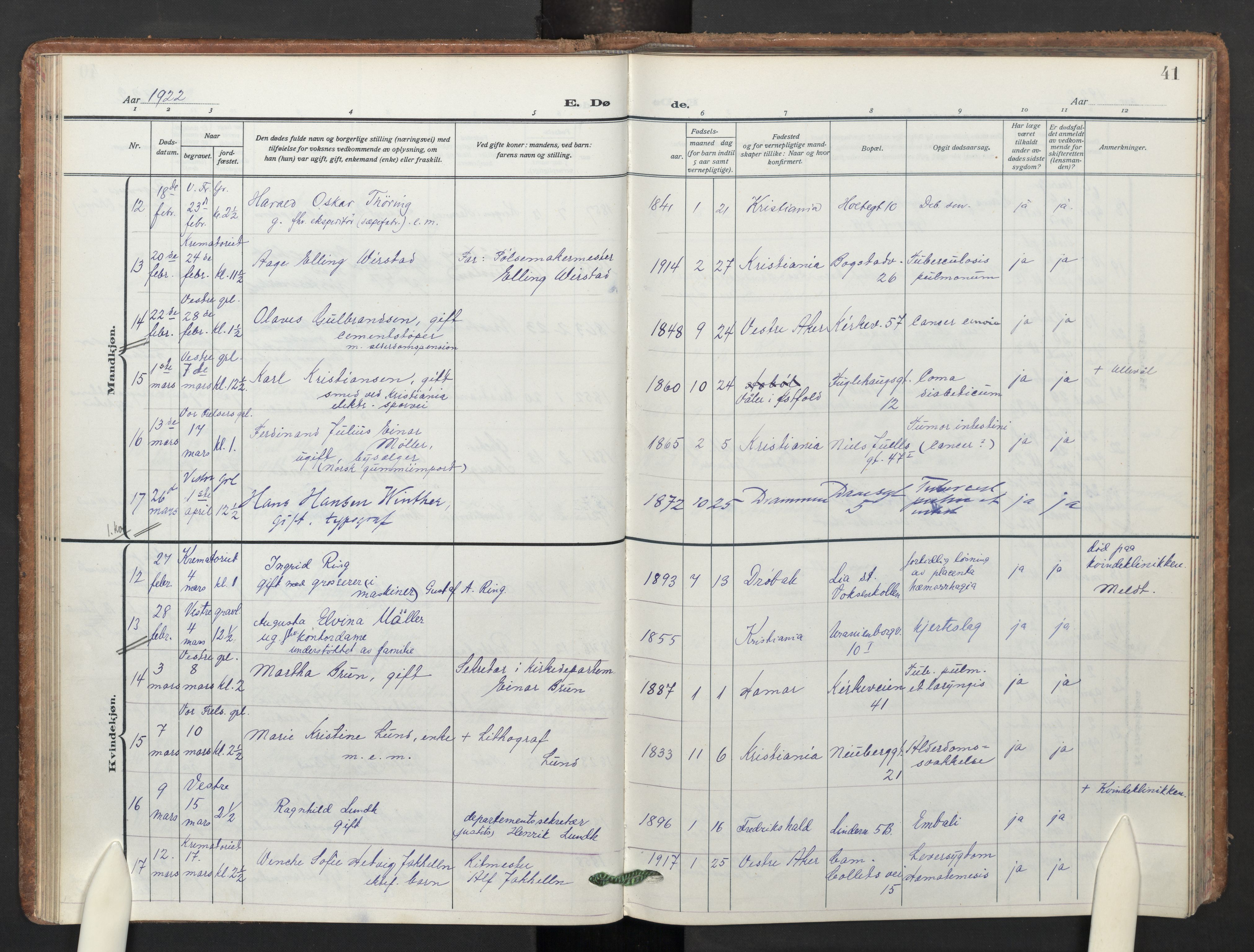Uranienborg prestekontor Kirkebøker, SAO/A-10877/F/Fa/L0013: Parish register (official) no. I 13, 1919-1954, p. 41