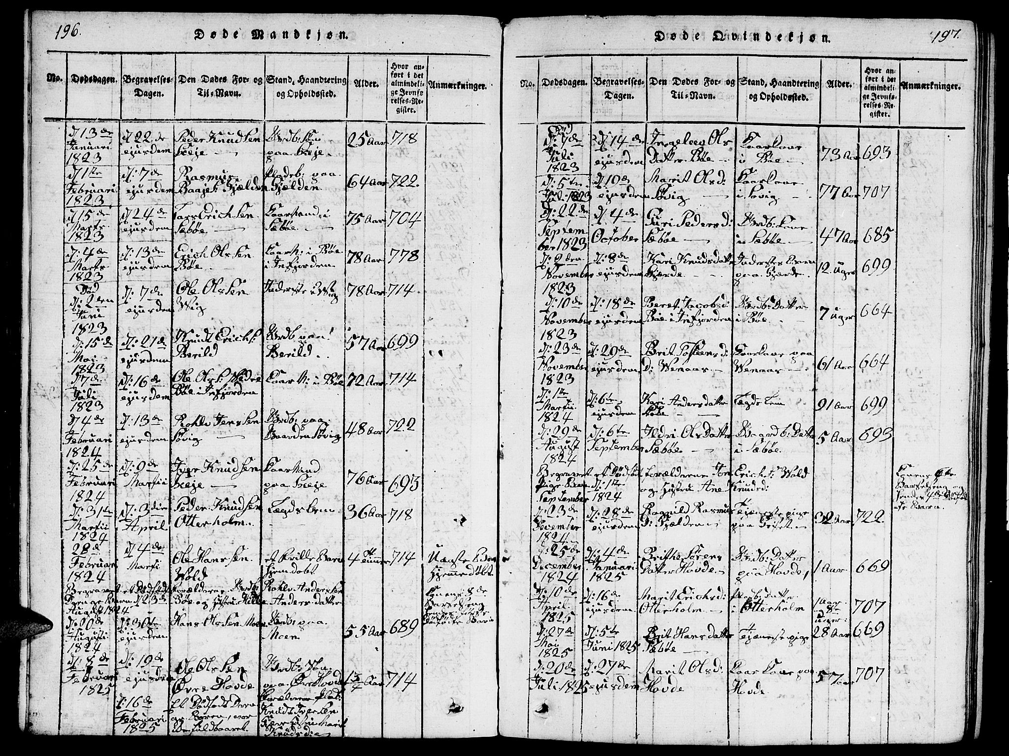 Ministerialprotokoller, klokkerbøker og fødselsregistre - Møre og Romsdal, SAT/A-1454/543/L0563: Parish register (copy) no. 543C01, 1818-1836, p. 196-197