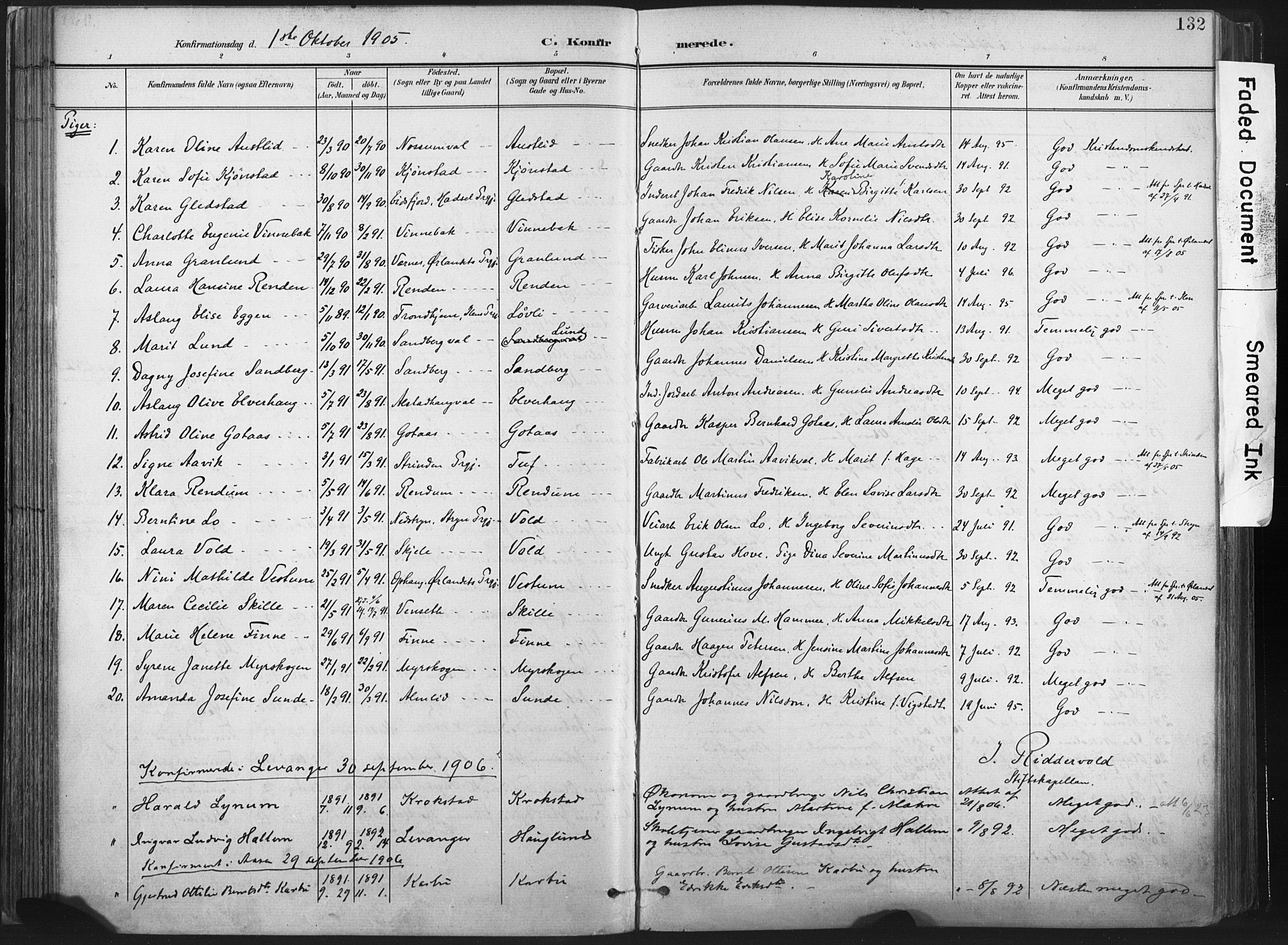 Ministerialprotokoller, klokkerbøker og fødselsregistre - Nord-Trøndelag, AV/SAT-A-1458/717/L0162: Parish register (official) no. 717A12, 1898-1923, p. 132