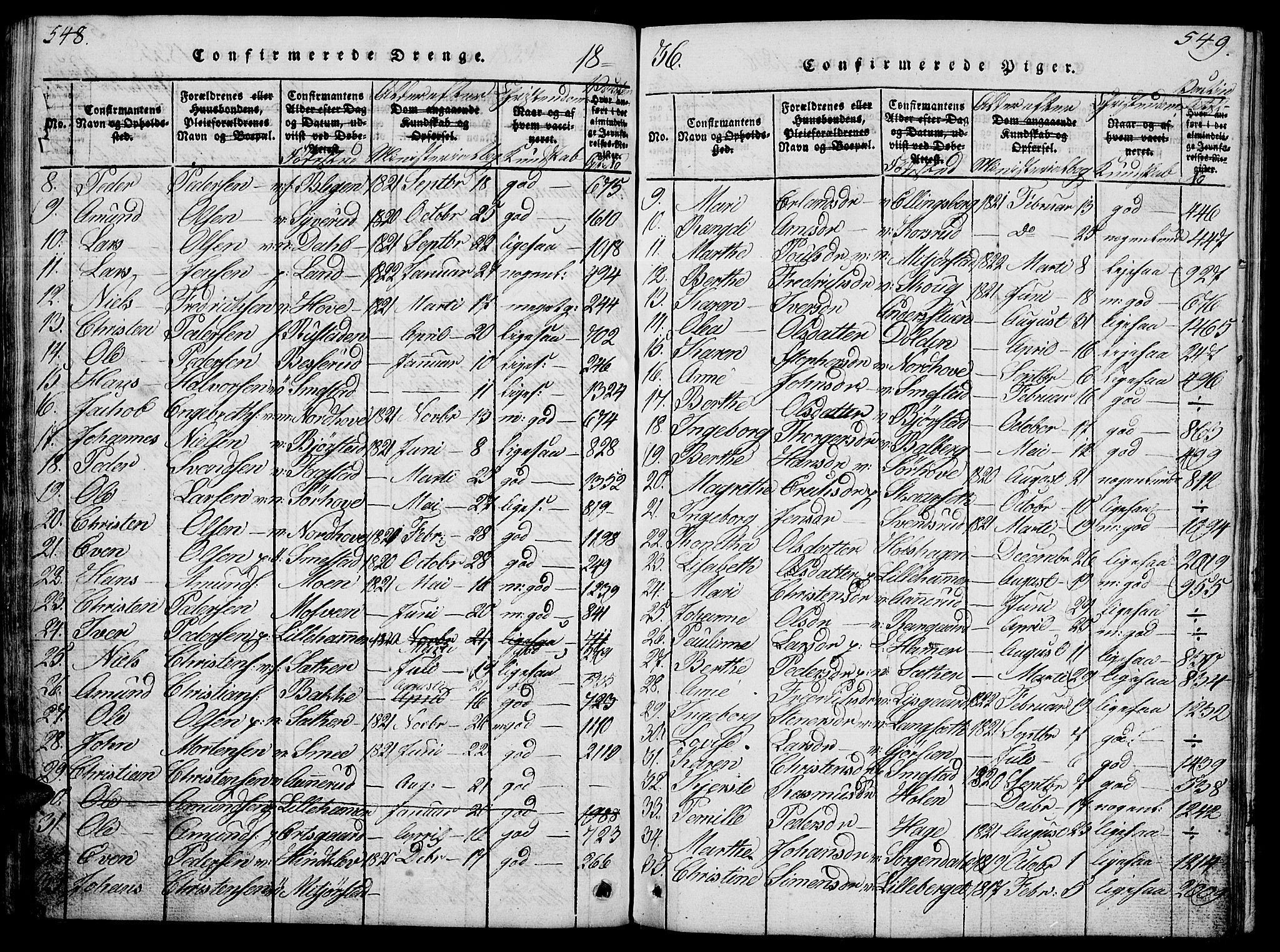 Fåberg prestekontor, SAH/PREST-086/H/Ha/Hab/L0004: Parish register (copy) no. 4, 1818-1837, p. 548-549