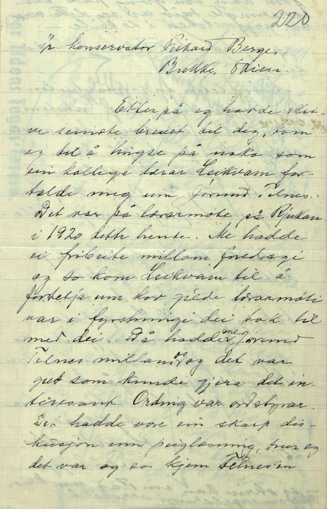 Rikard Berge, TEMU/TGM-A-1003/F/L0009/0003: 341-356 / 343 Mest brev, litt tradisjon, 1902-1925, p. 220