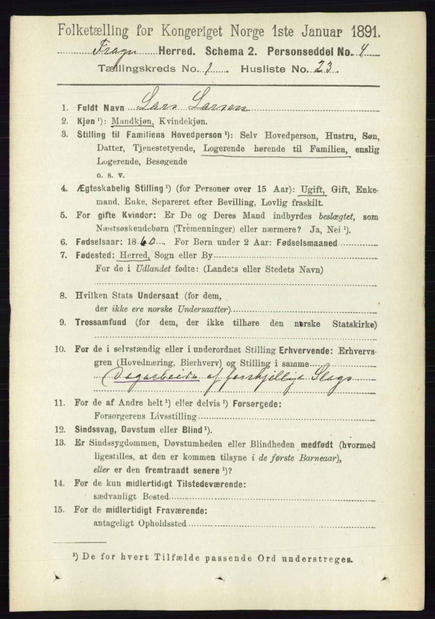 RA, 1891 census for 0215 Frogn, 1891, p. 270