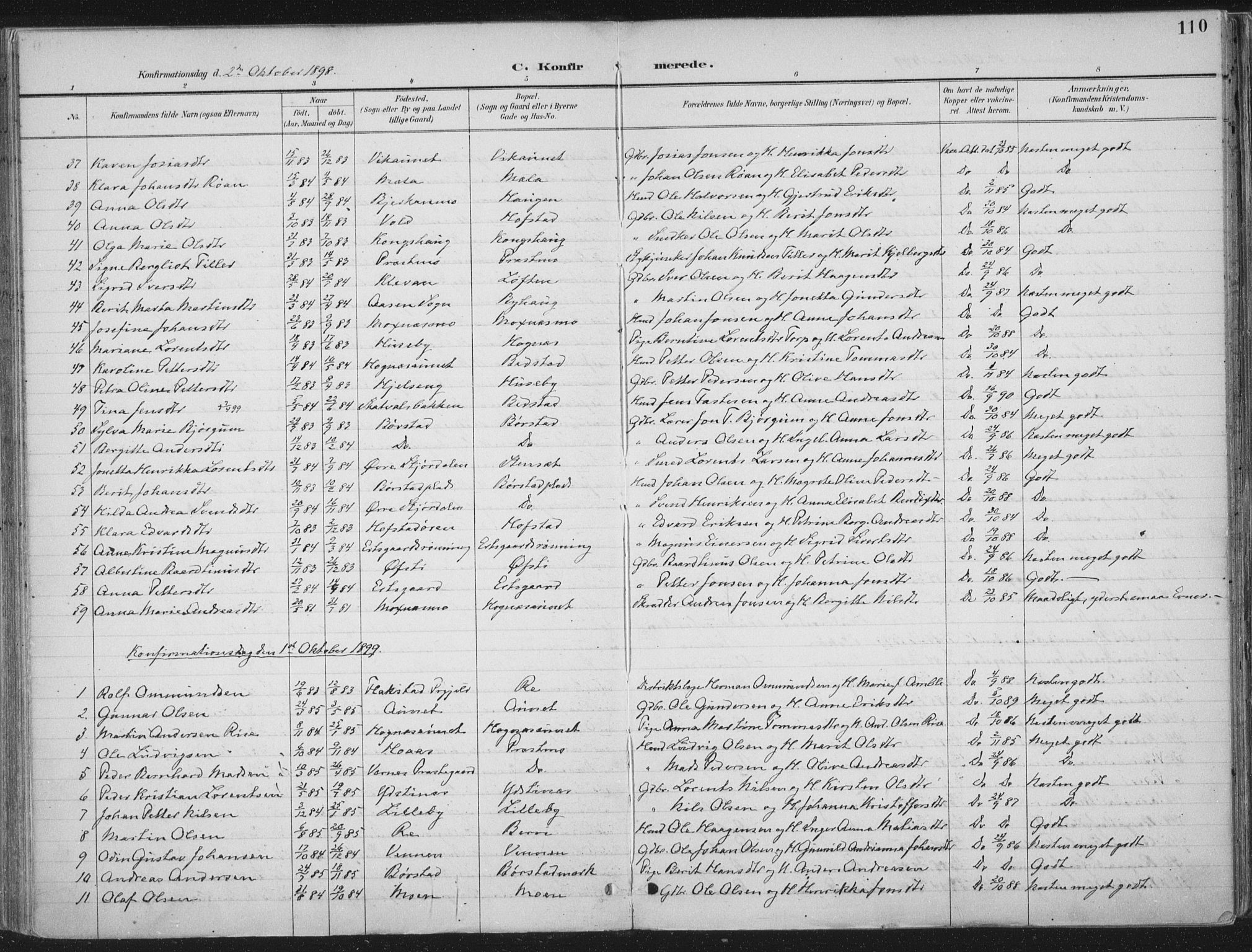 Ministerialprotokoller, klokkerbøker og fødselsregistre - Nord-Trøndelag, SAT/A-1458/709/L0082: Parish register (official) no. 709A22, 1896-1916, p. 110
