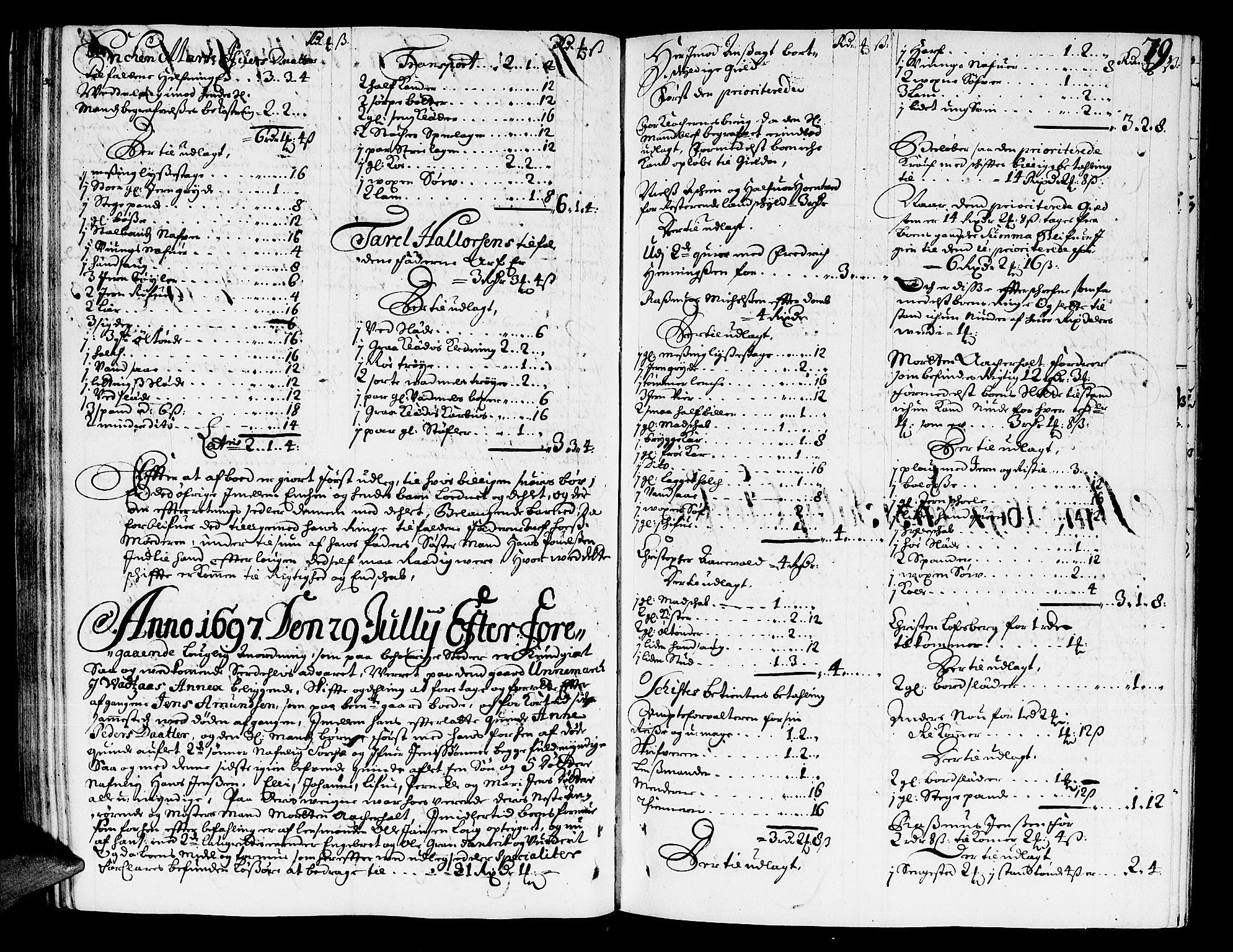 Nordre Jarlsberg sorenskriveri, AV/SAKO-A-80/H/Hc/L0004: Skifteprotokoll, 1696-1701, p. 78b-79a