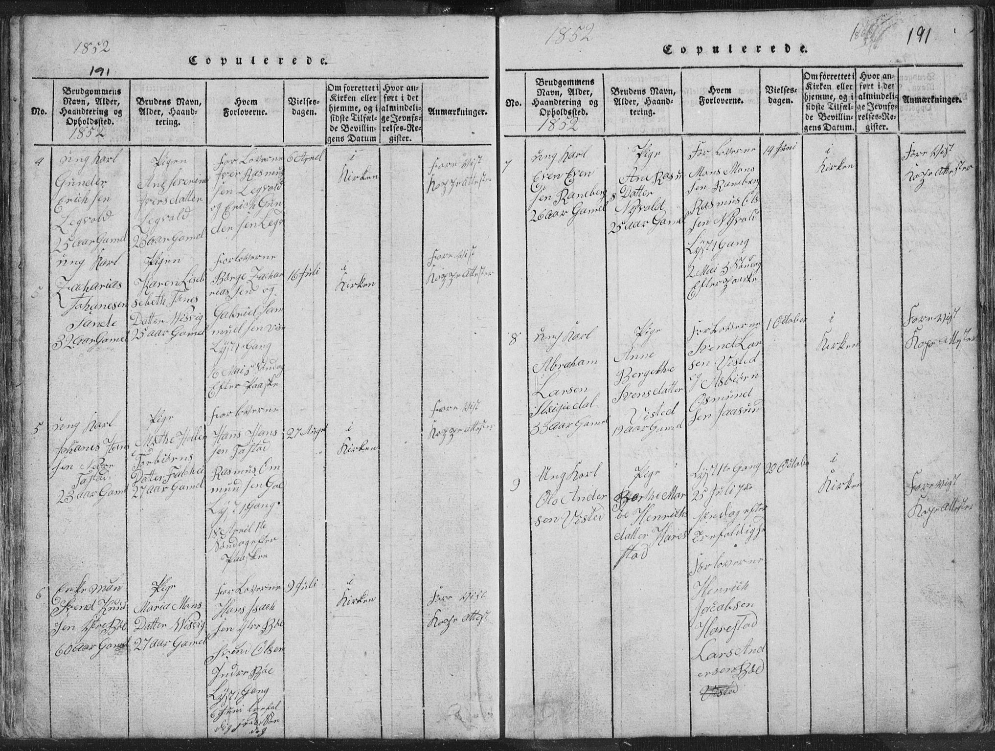 Hetland sokneprestkontor, AV/SAST-A-101826/30/30BA/L0001: Parish register (official) no. A 1, 1816-1856, p. 191