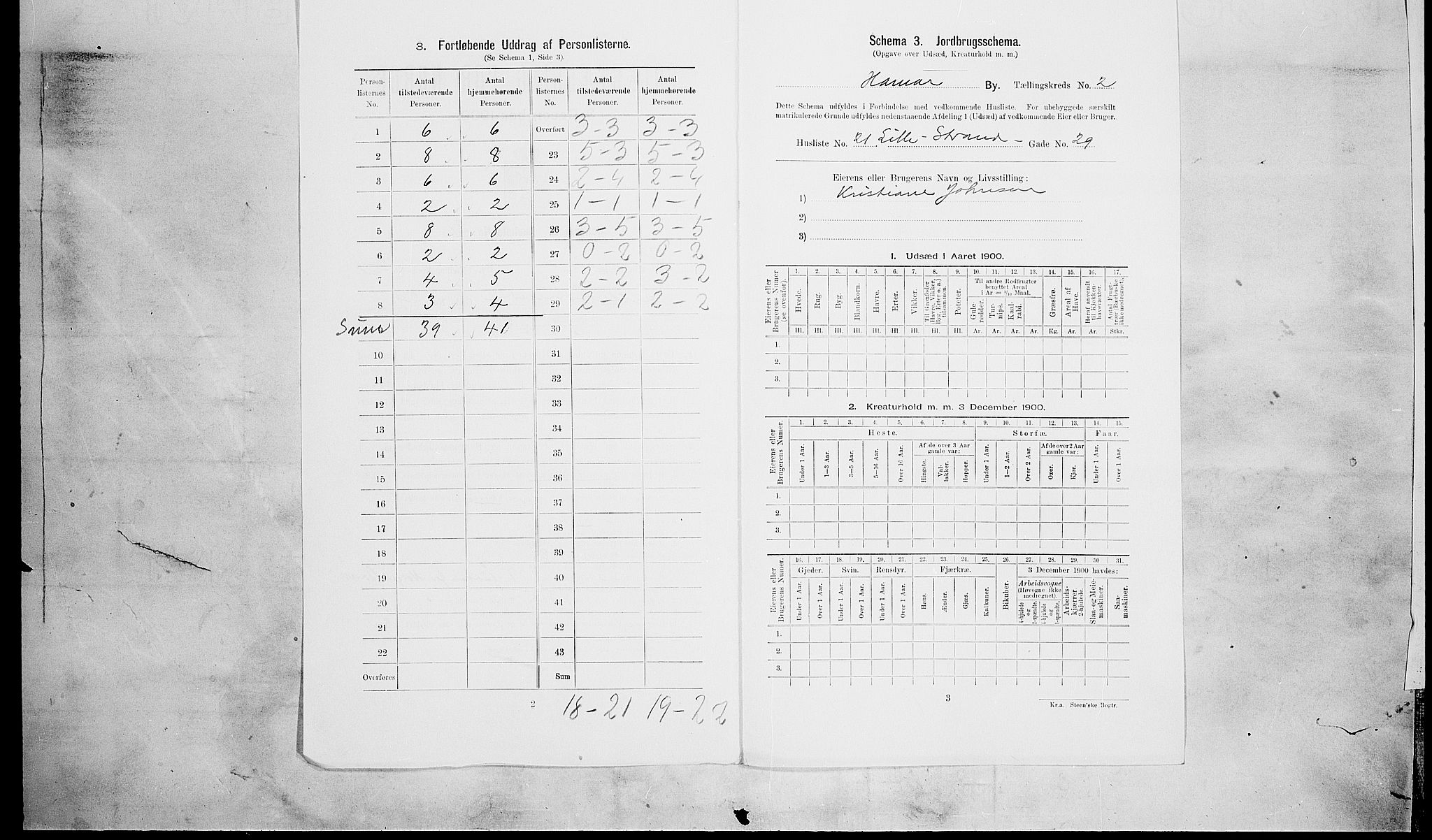 SAH, 1900 census for Hamar, 1900, p. 618