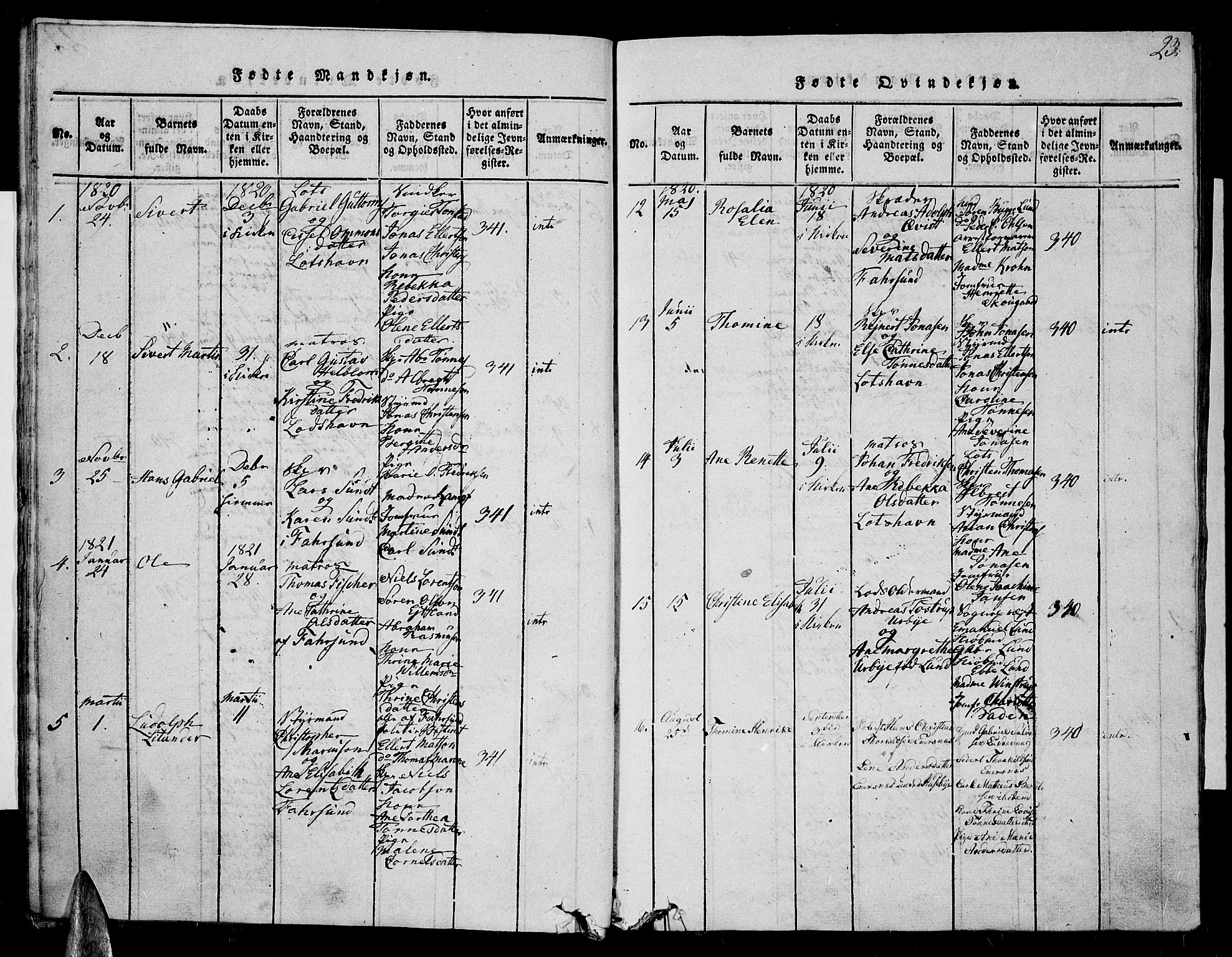 Farsund sokneprestkontor, AV/SAK-1111-0009/F/Fa/L0002: Parish register (official) no. A 2, 1815-1836, p. 23