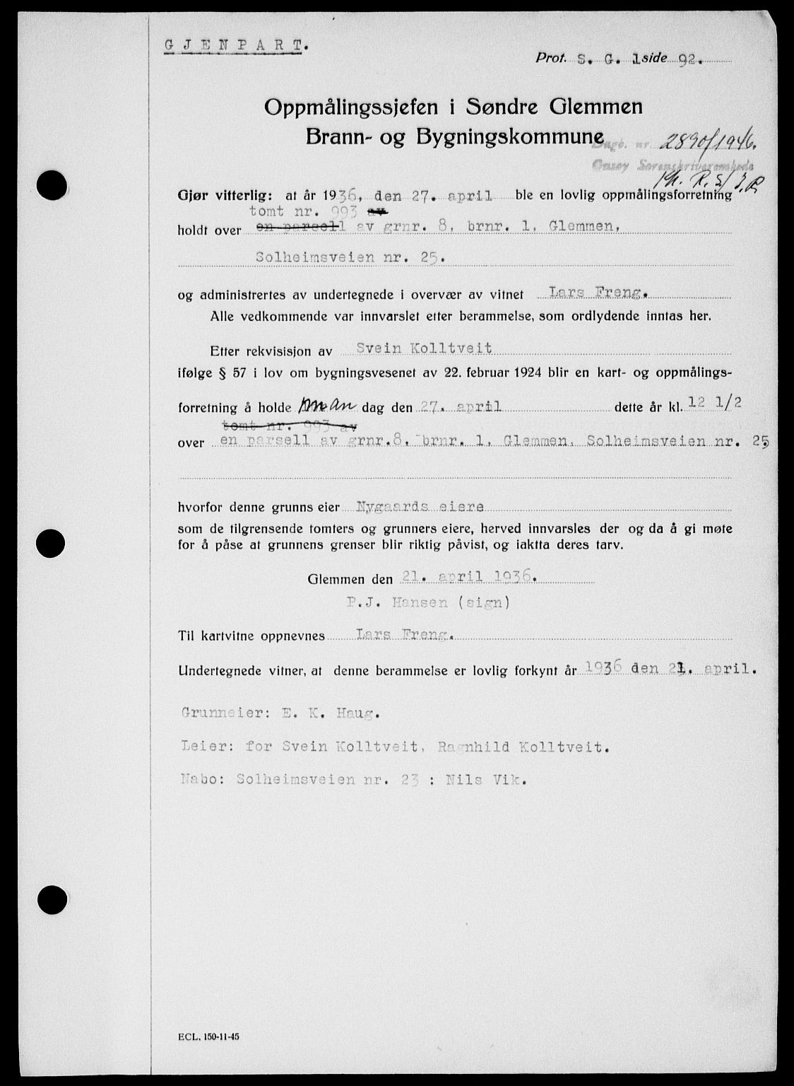 Onsøy sorenskriveri, SAO/A-10474/G/Ga/Gab/L0018: Mortgage book no. II A-18, 1946-1947, Diary no: : 2890/1946